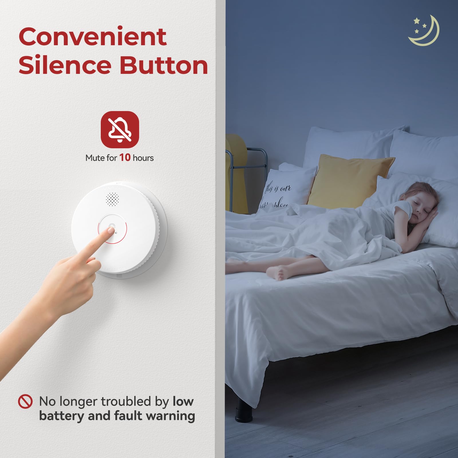 ITOPFOX Hardwired Interconnected Smoke Detector Photoelectric Smoke ...