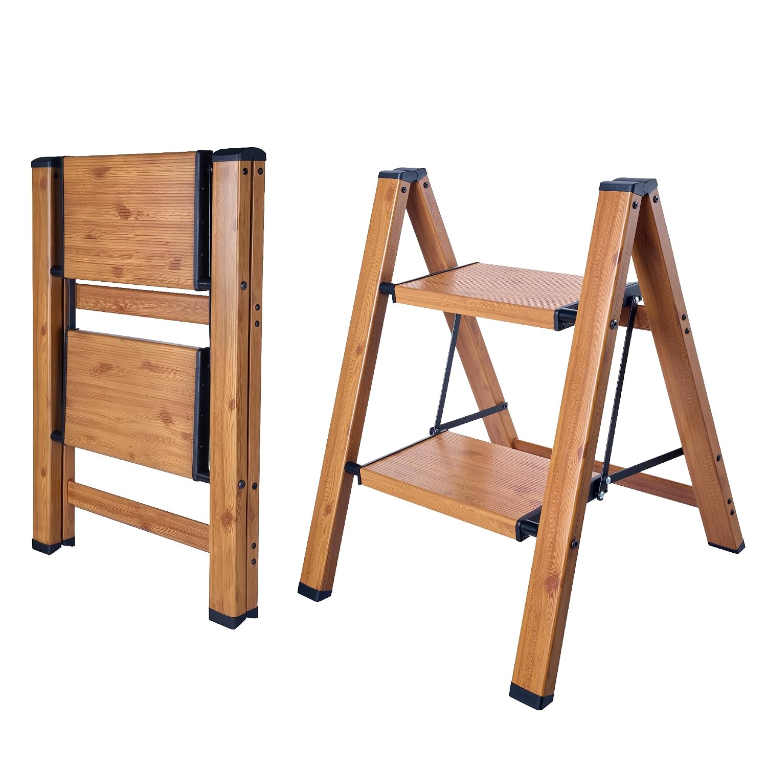 SPACELEAD Foldable Aluminum Step Stool 3-Step with Non-Slip Pedals 330 lb Capacity Lightweight Compact Folding Design for Kitchen Bedroom and Indoor Outdoor Use #Y1-SLS-2-WD-TRIPOD
