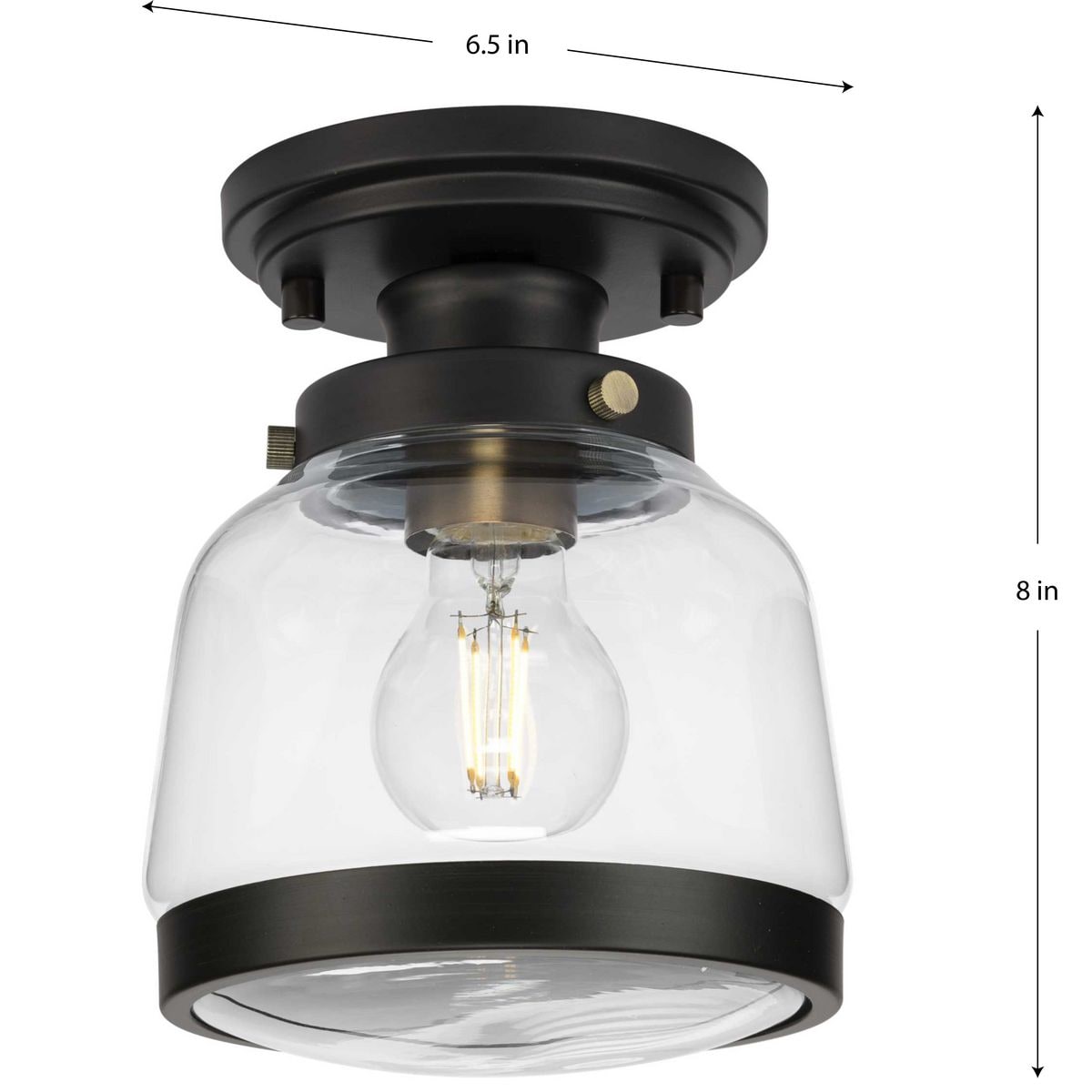 Antique Bronze 8" Farmhouse Glass Semi-Flush Mount Light