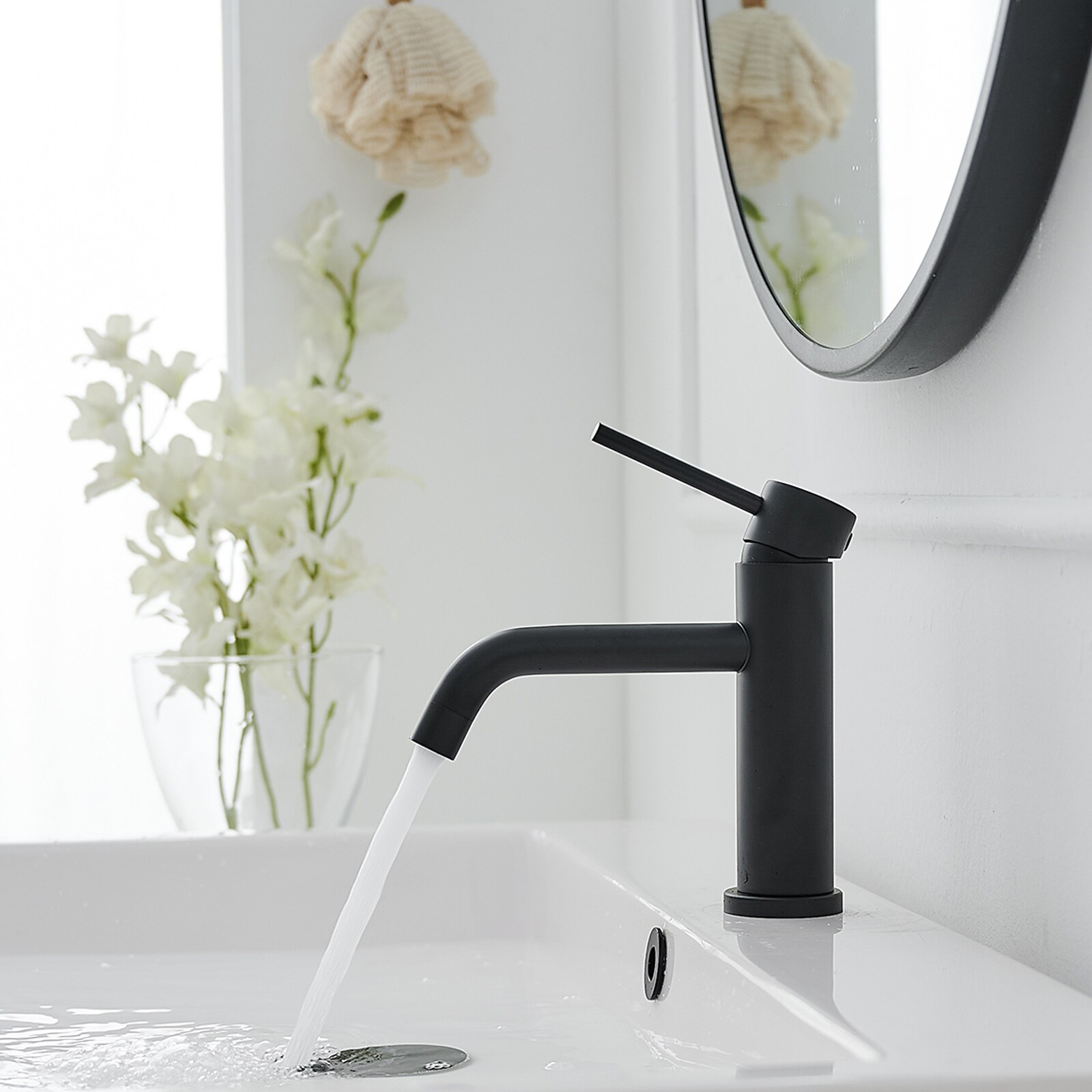 Matte Black Stainless Steel Single Handle Bathroom Faucet