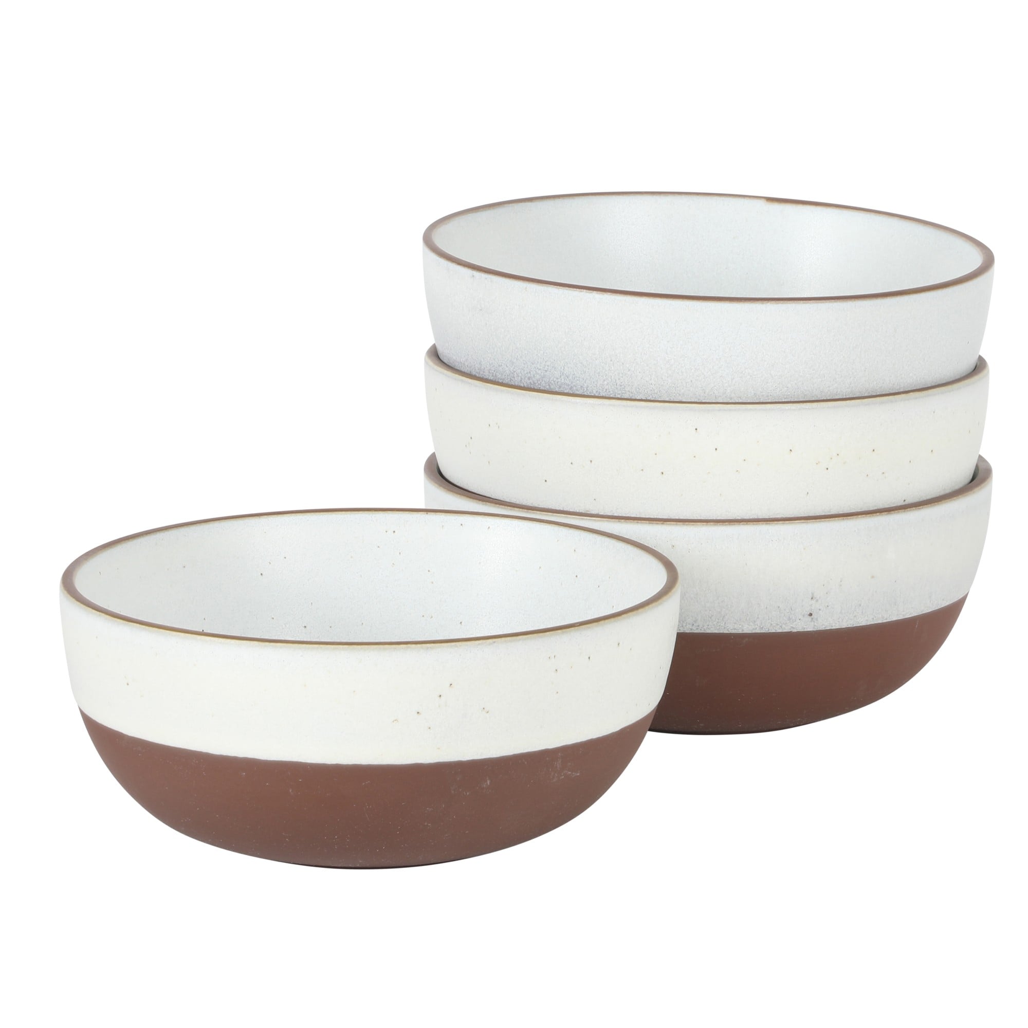 Gibson Elite  William Crest 4 Piece Cereal Bowl Set 6.25in Round Stoneware Bowls Reactive Glaze Finish Soup Dessert and Snack Bowls Microwave and Dishwasher Safe Ash White