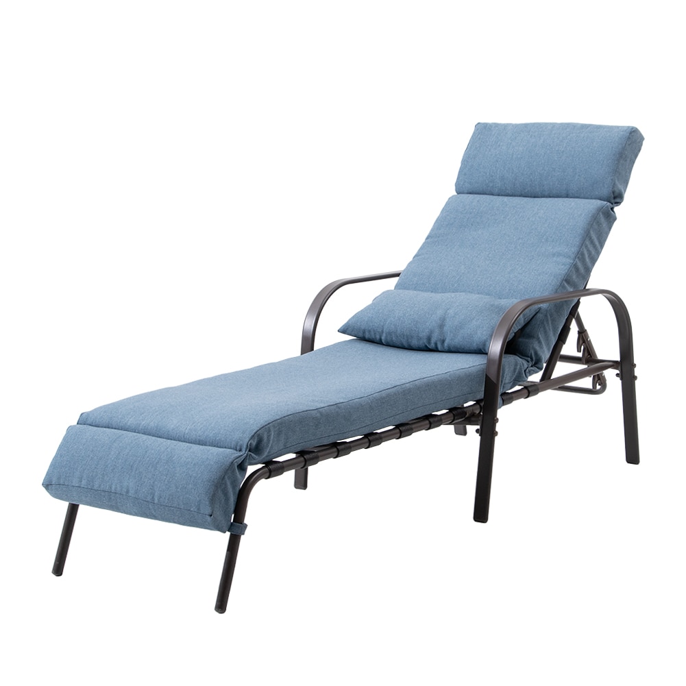 Crestlive Products Patio Chaise Lounge Steel Frame In Brown Powder Coated  Metal Frame Stationary Chaise Lounge Chair(S) With Blue Sling Seat In The  Patio Chairs Department At Lowes.Com