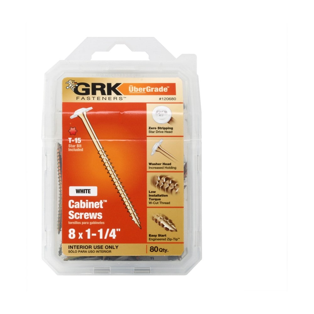 GRK 120680 #8 x 1-1/4-in Polymer Interior Cabinet mounting screws ( 80 -Per Box )