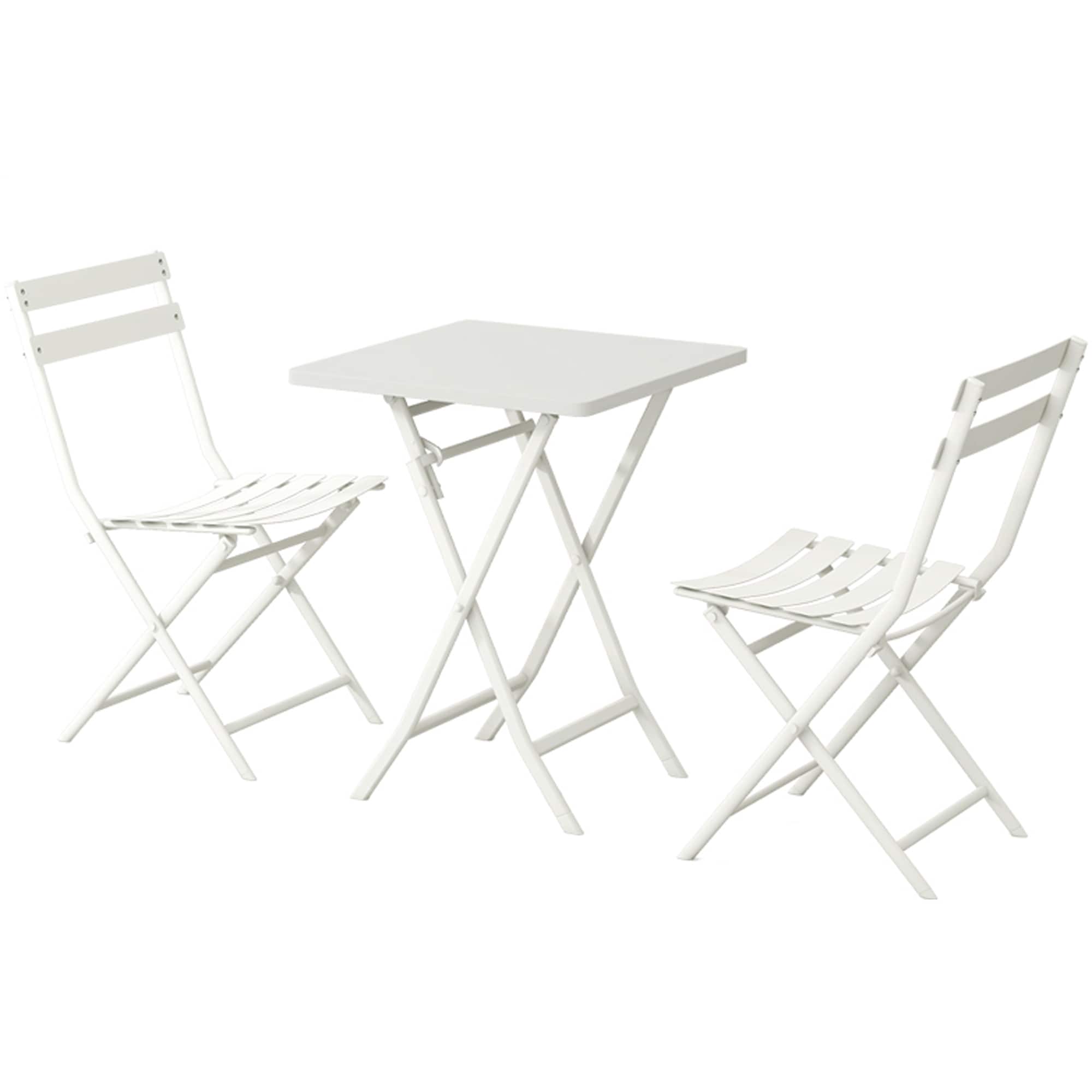 CESICIA W225-OPS-103 Patio Furniture Sets Set of 2 Stackable White Metal Frame Stationary Balcony Chair with Solid Seat