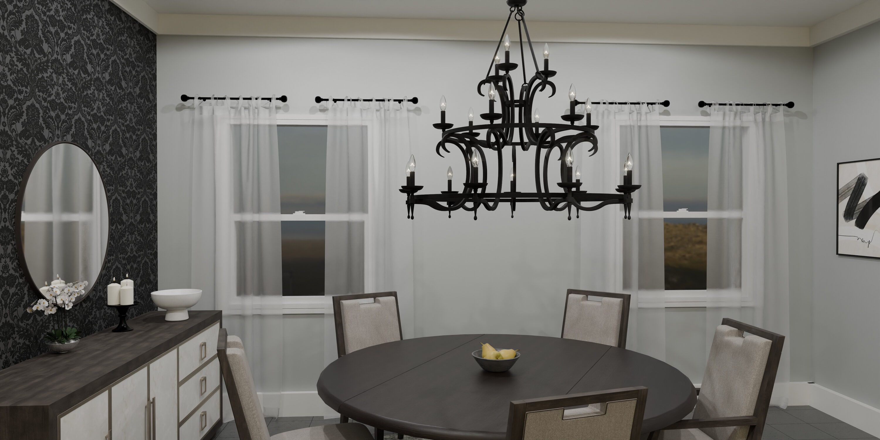 Octavia Black Iron 18-Light Candle Chandelier