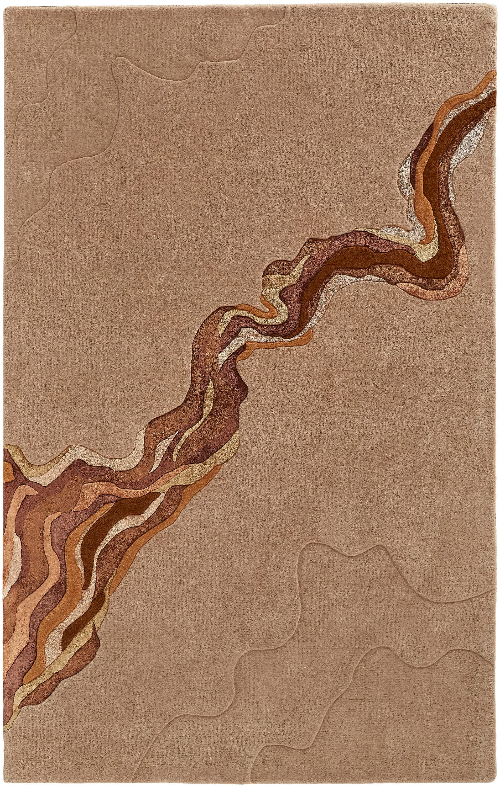 Room Envy SERR8853ORN000G00 9 x 12 (ft) Tufted Wool Tan/Orange Rectangular Indoor Abstract Area rug