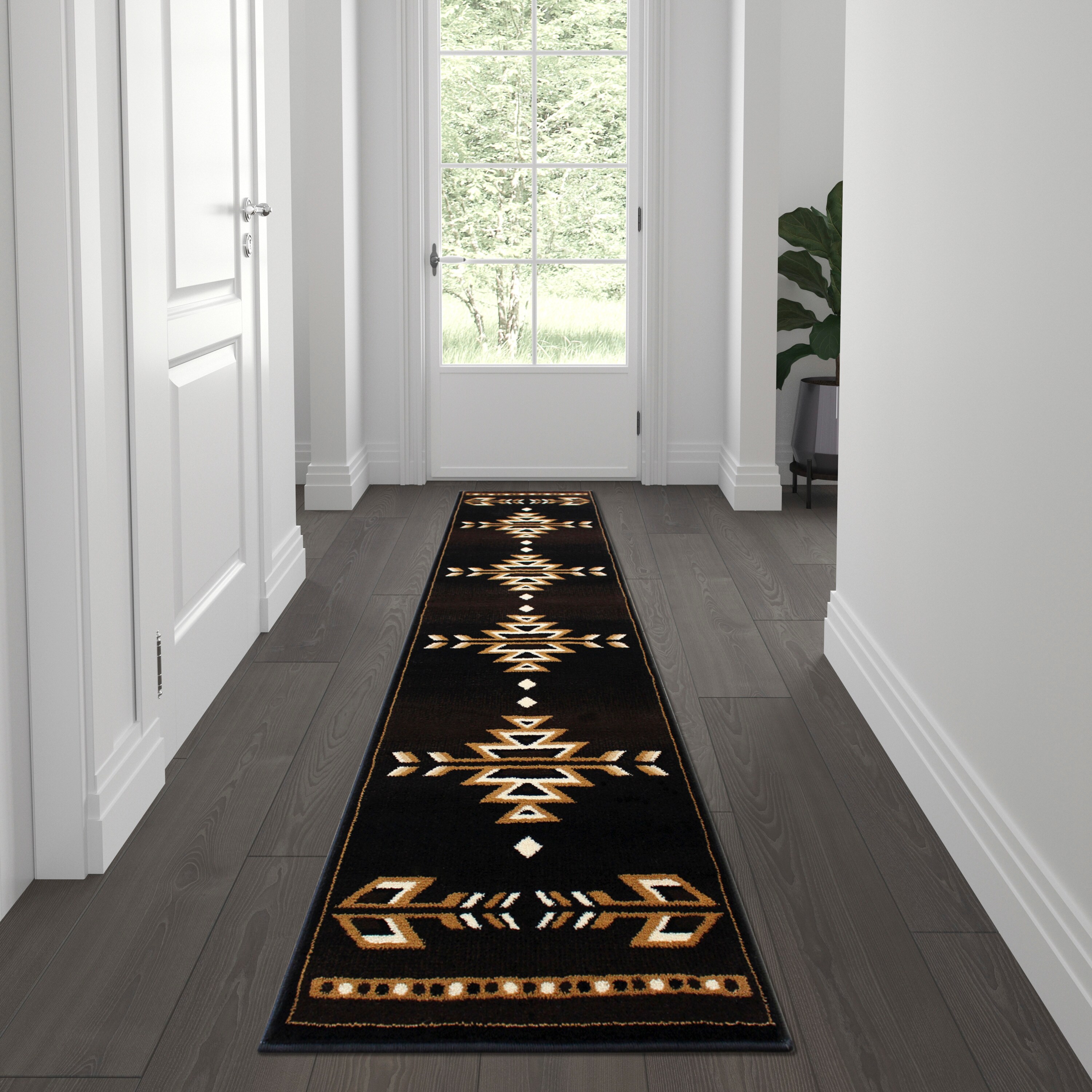 Flash Furniture 840196358734 Amado 2 x 7 (ft) Polypropylene Brown Rectangular Indoor Southwestern Area rug