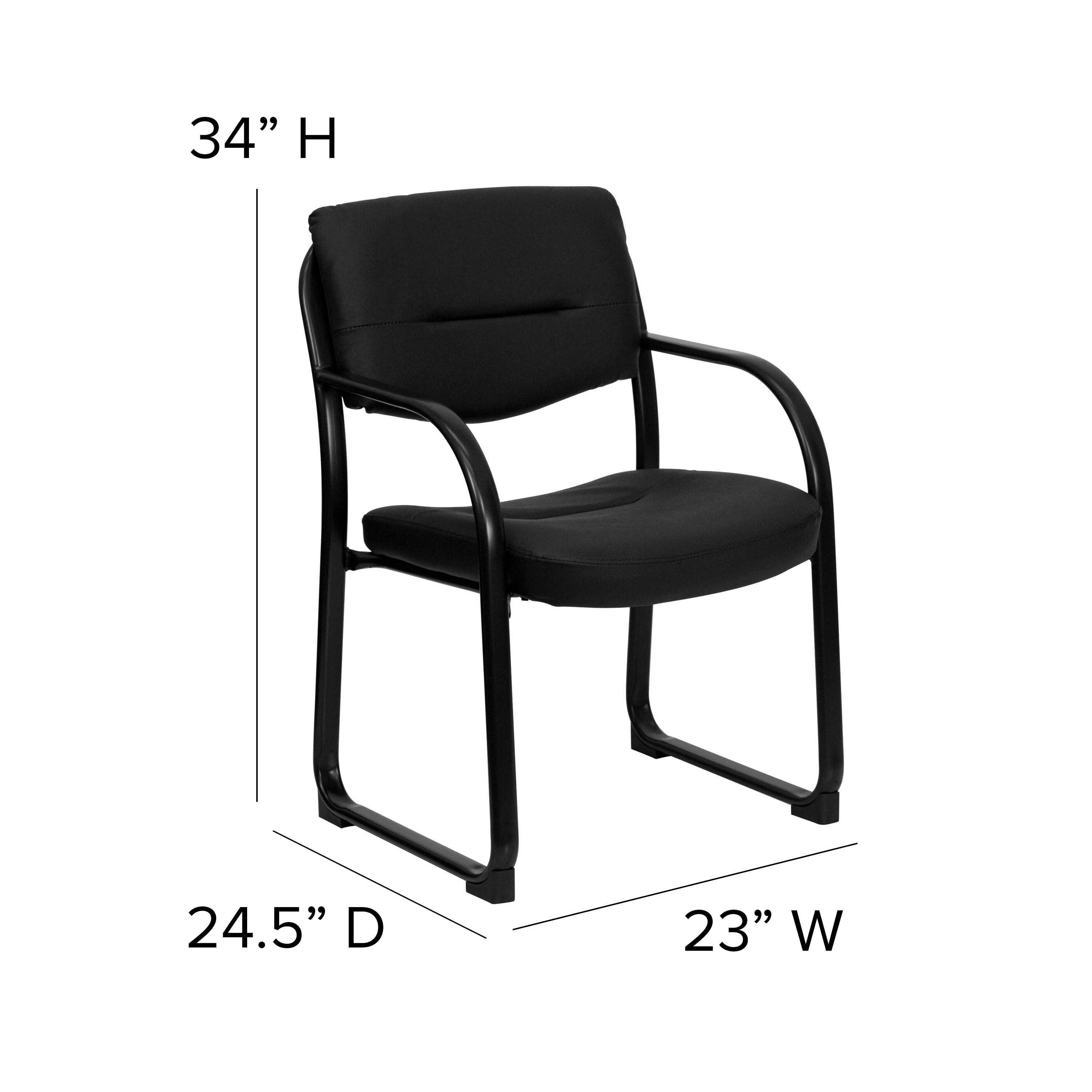 Contemporary Black LeatherSoft Executive Office Chair with Sled Base