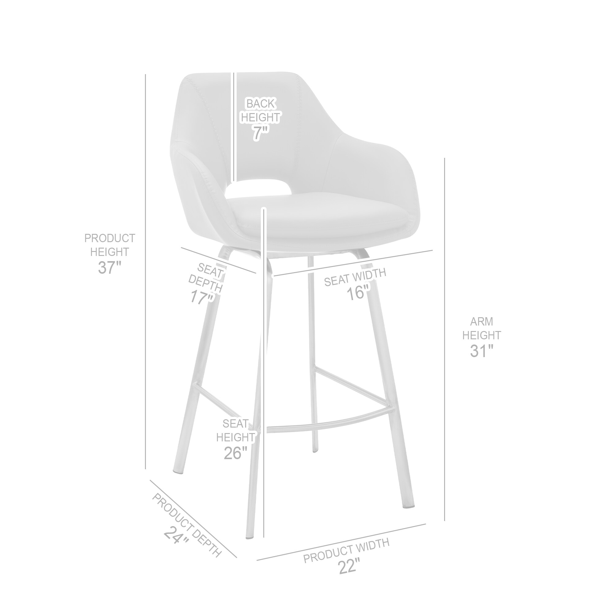 Armen Living LCAUBABSWH26 stools - View #11