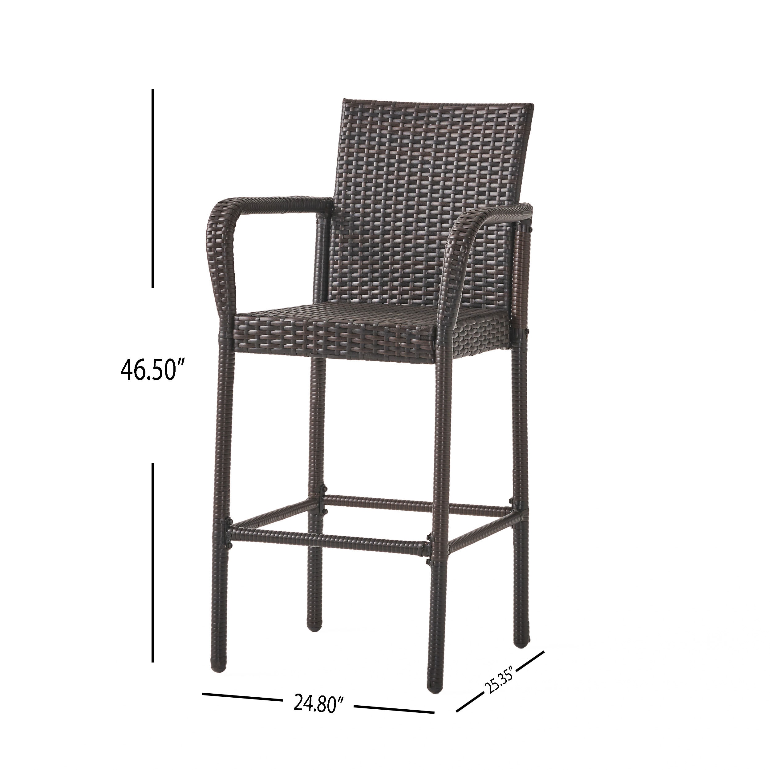 Stewart 30-Inch Brown Wicker Outdoor Barstools, Set of 2