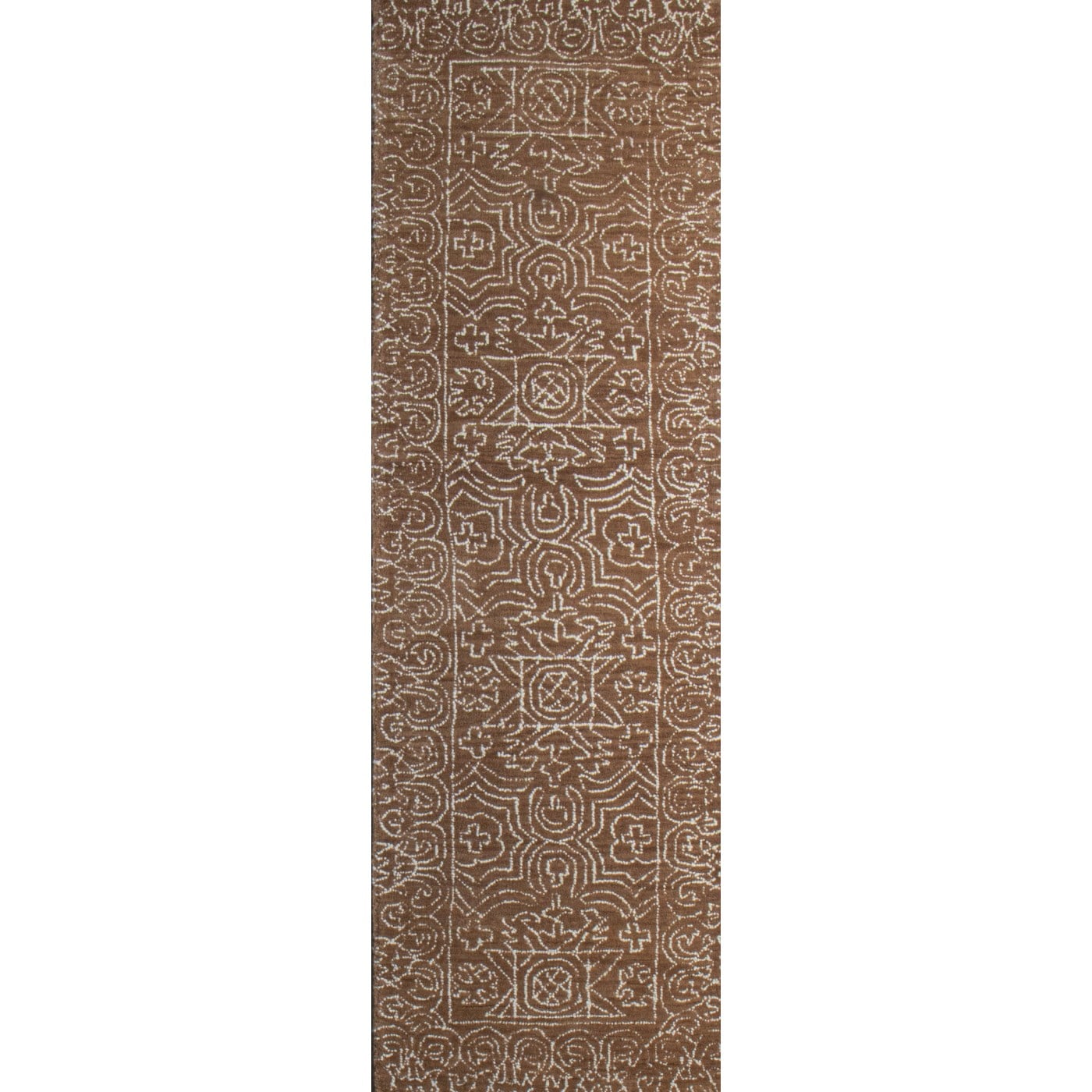 Bashian 649652328522 Venezia 3 x 8 (ft) Wool Cinnamon Rectangular Indoor Geometric Runner rug