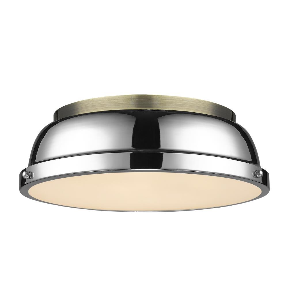 Golden Lighting Duncan 2 Light 14 In Aged Brass Flush Mount Light At