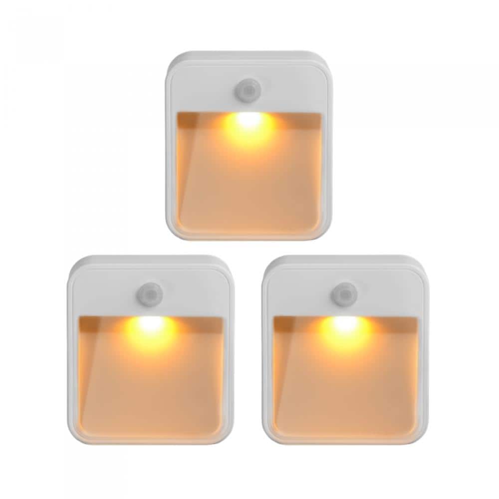 Mr Beams Indoor/ Outdoor Battery Powered Dusk to Dawn Amber Sleep Friendly Guide Lights, White (2-Pack)