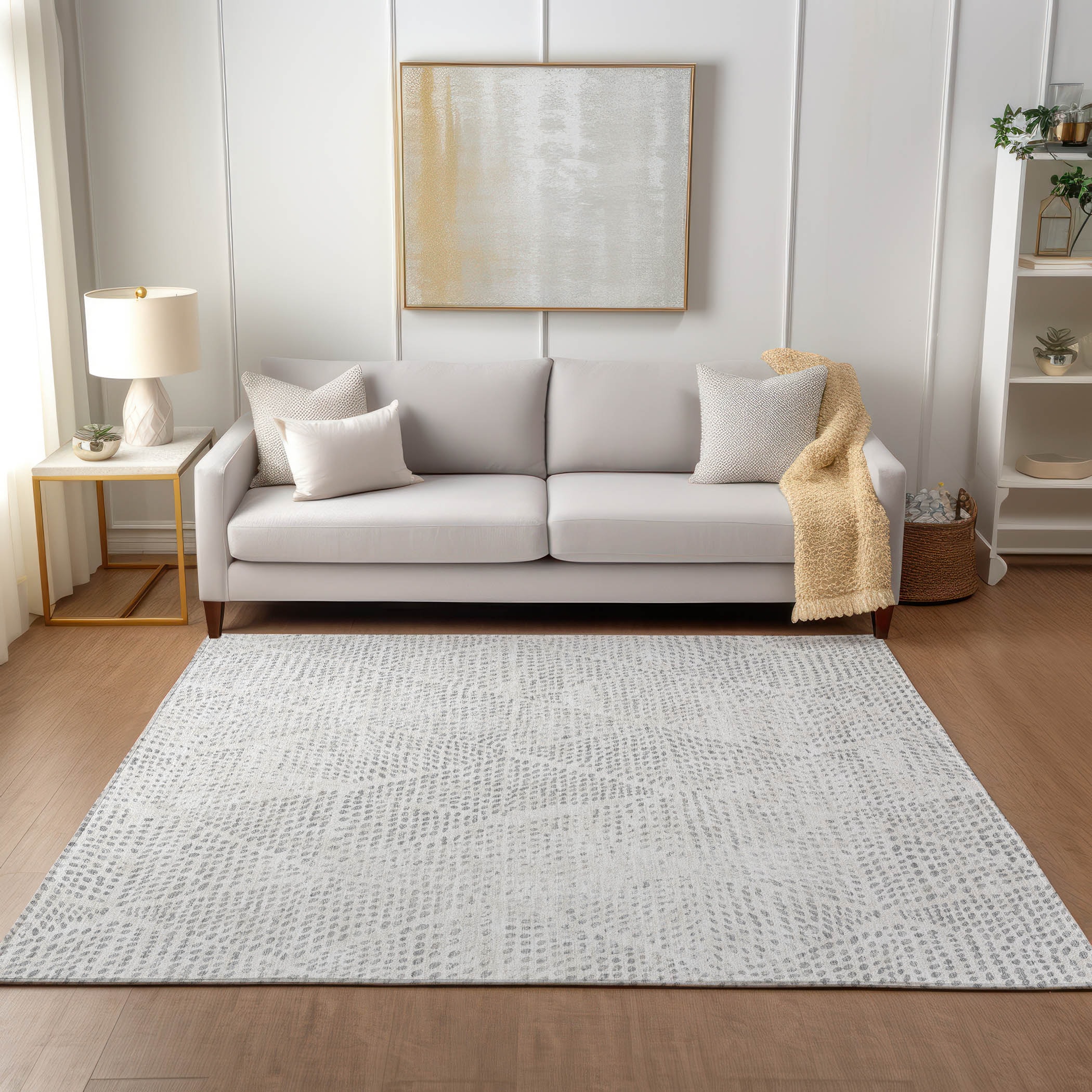 Addison Rugs ACN591SV8X10 Chantille ACN591SV 8 x 10 (ft) Polyester Silver Rectangular Indoor/Outdoor Geometric Machine washable Area rug