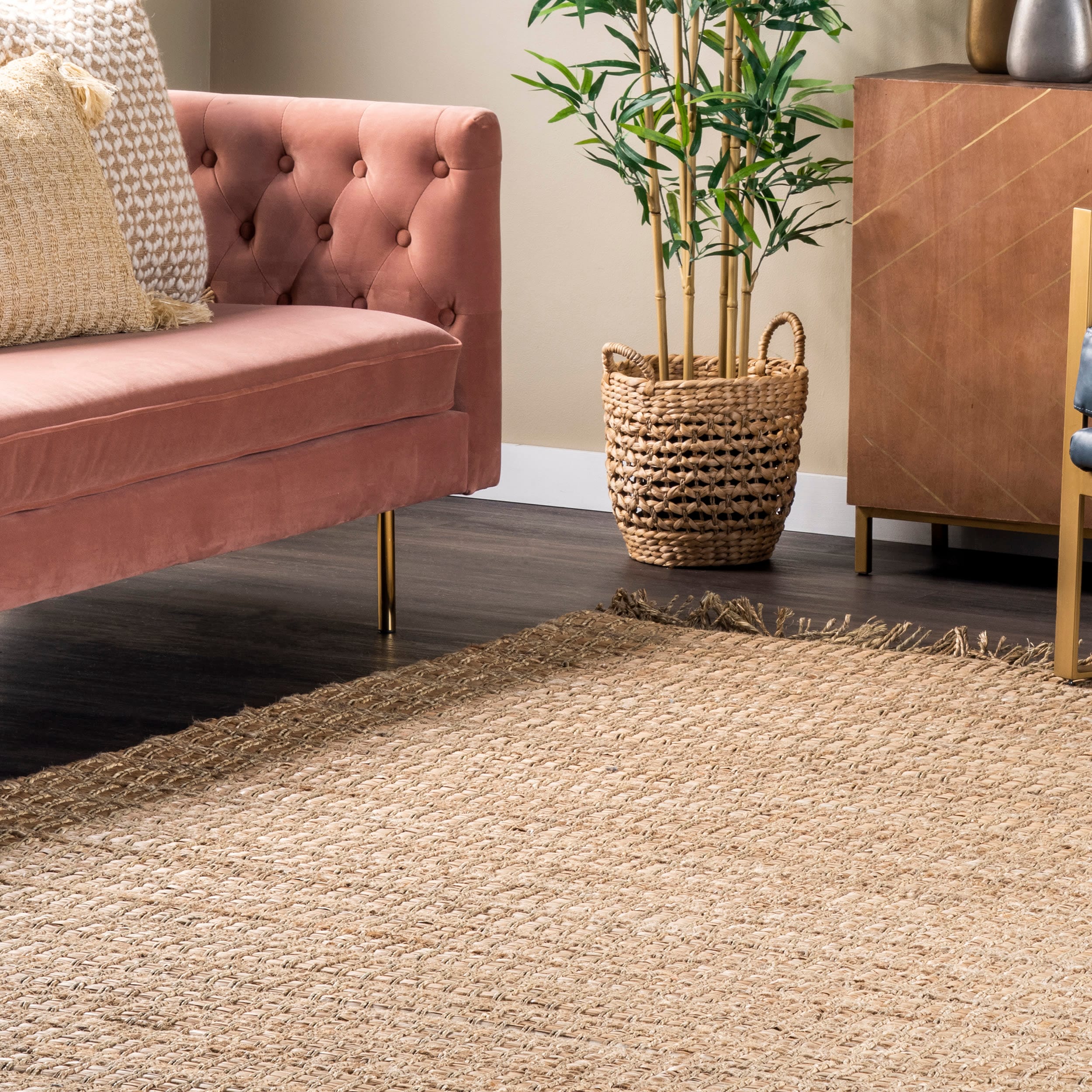 Natural Beige Seagrass and Straw Flat Woven 3' x 5' Area Rug