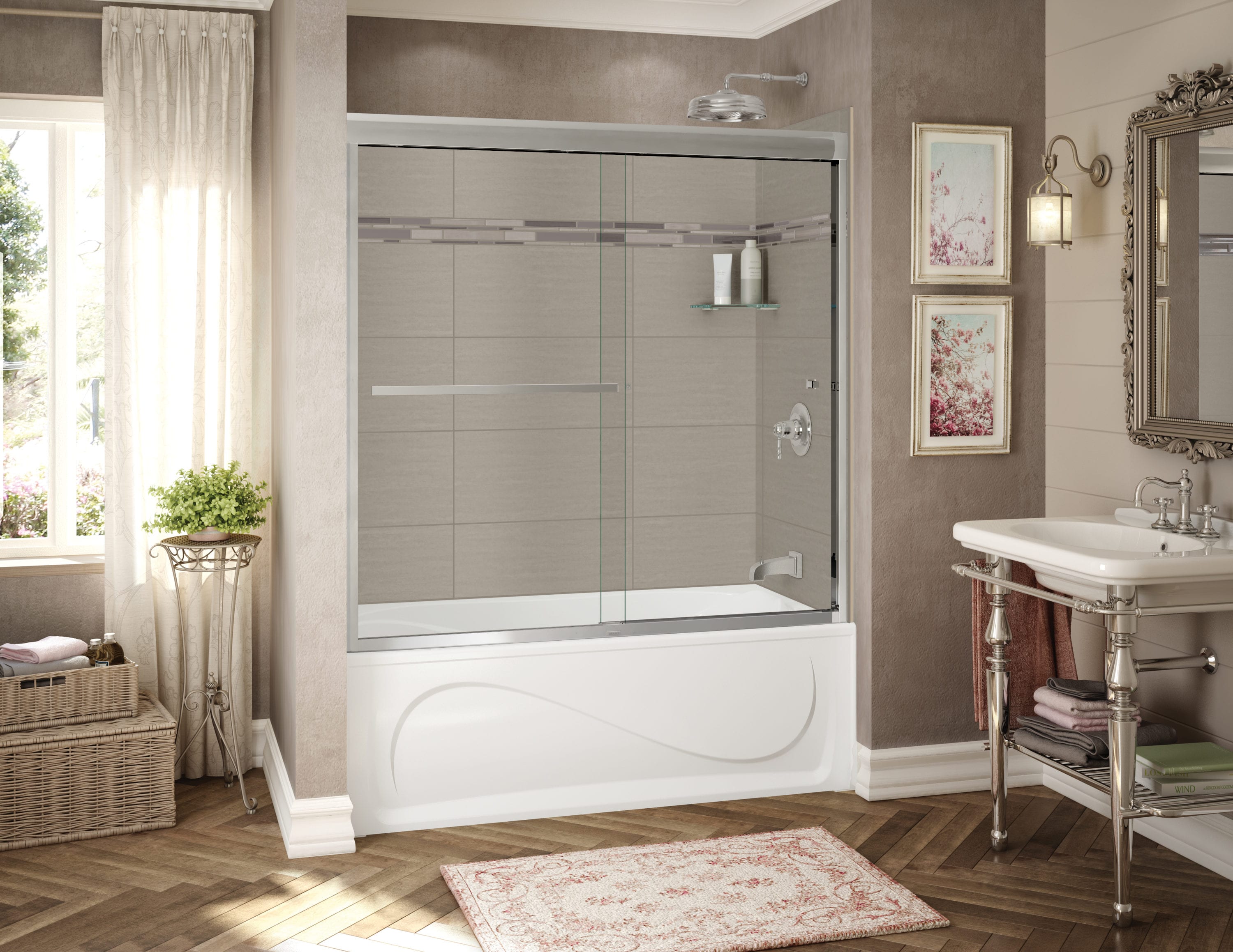 Maax Utile Metro 36 in. W x 80 in. H Direct-to-Stud Fiberglass Shower Wall Set for Corner in Thunder Grey, 2 Panels