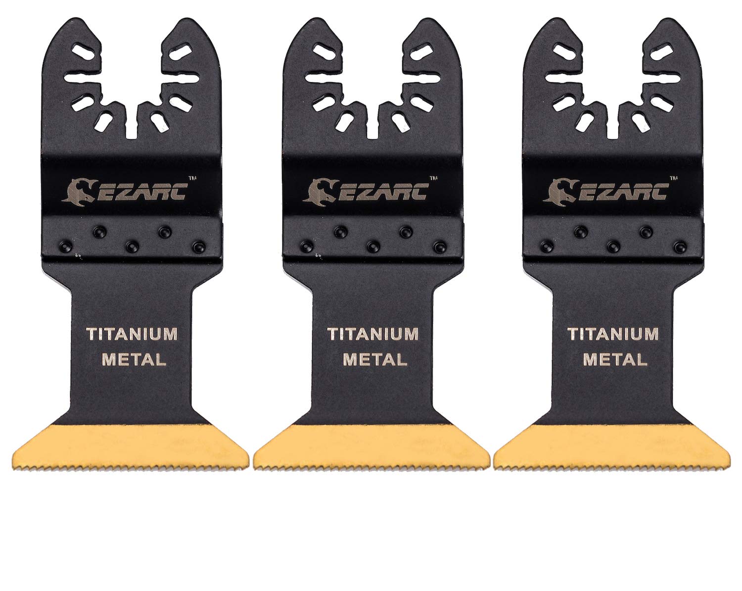 EZARC  Titanium Oscillating Tool Blades Oscillating Multitool Blades for Metal Wood Nails Screws Cutting Plastic 3 Pack