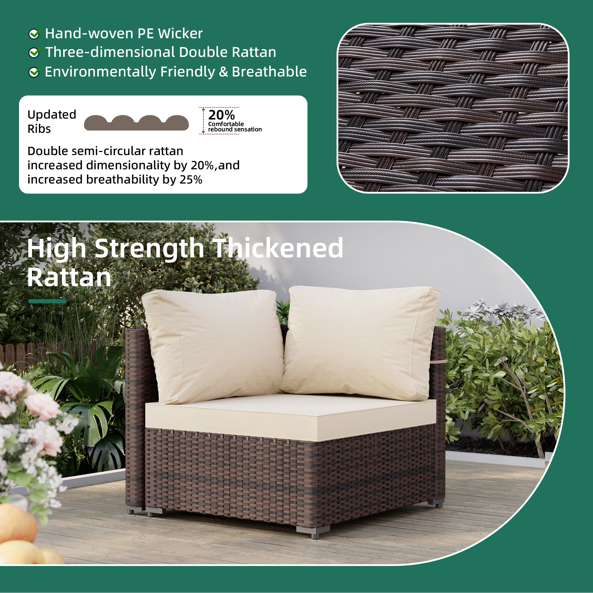 UPHA TBBR-ABC43Y11-BEIGE Patio-Conversation-Sets - View #4