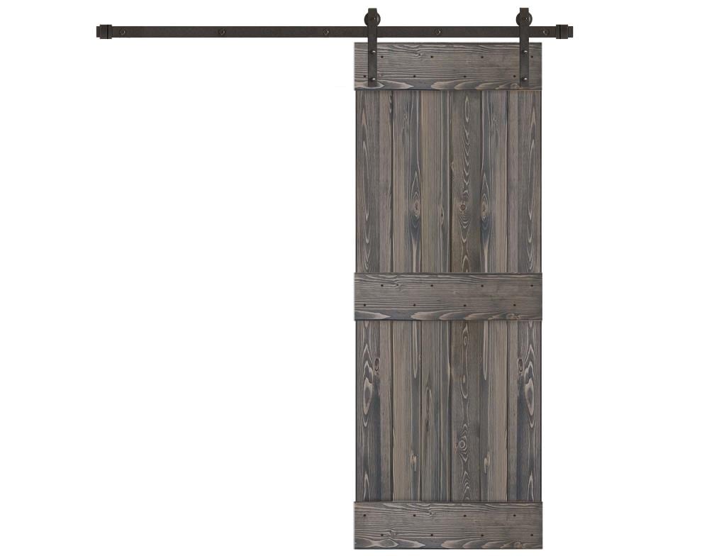 Creative Entryways CP2120-2884-10B 28-in x 84-in Charcoal Plank Pine Wood Solid core Single Barn Door (Hardware Included)