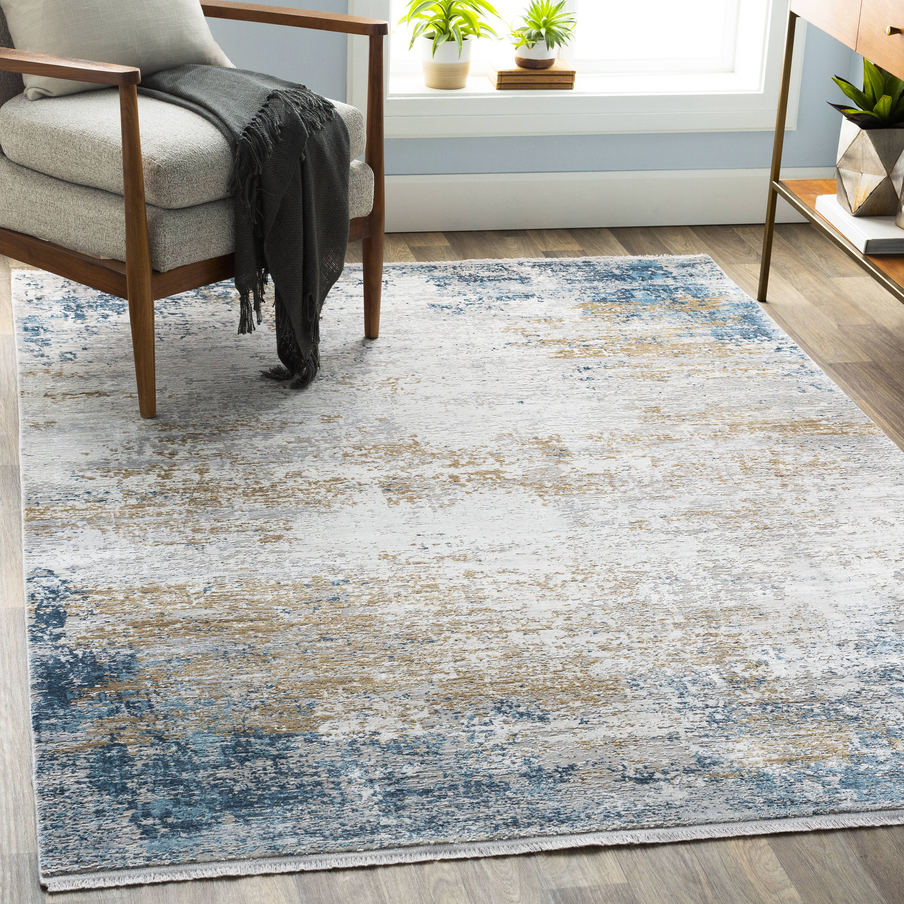 Surya Solar 8 X 11 (ft) Blue Indoor Abstract Industrial Area Rug in the ...