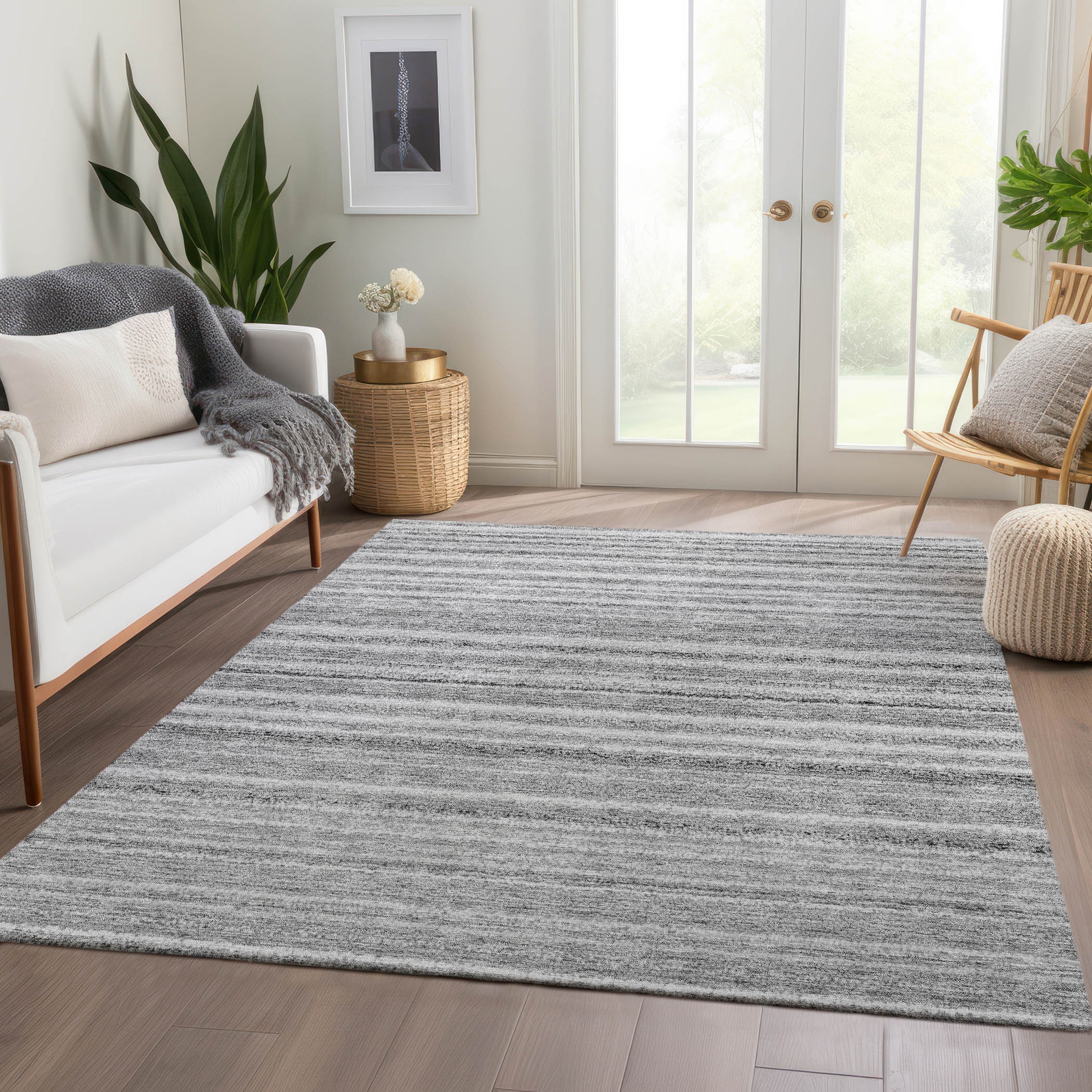 Addison Rugs ACN598GY9X12 Chantille ACN598GY 9 x 12 (ft) Polyester Gray Rectangular Indoor/Outdoor Abstract Machine washable Area rug