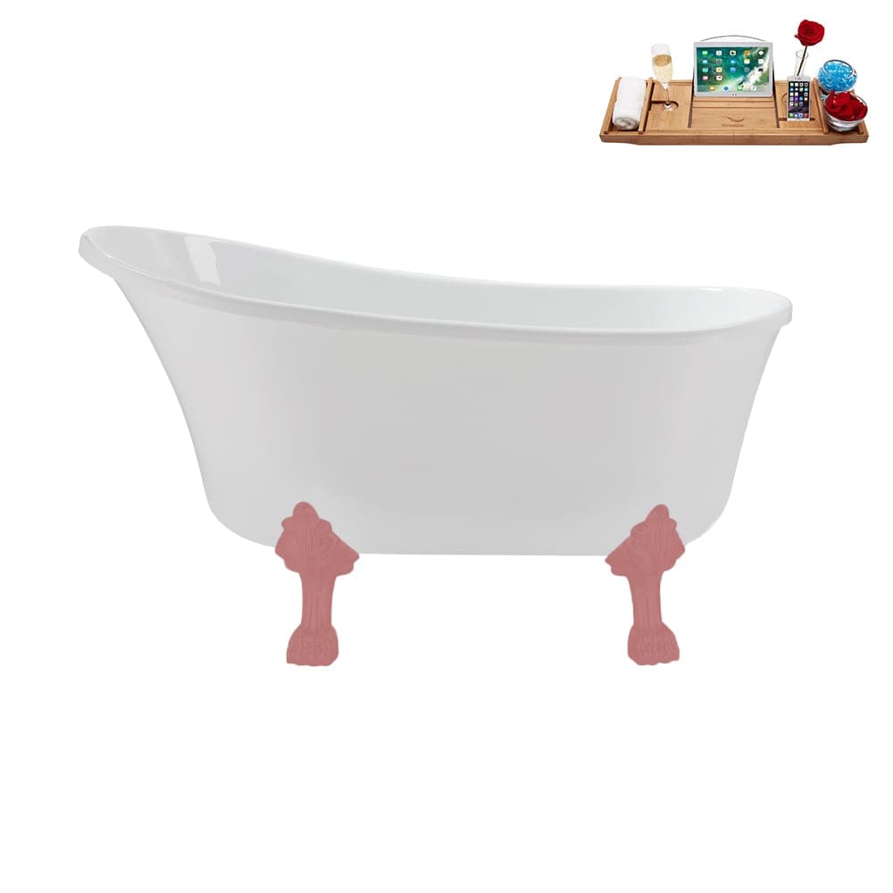 Streamline 51 inch  Soaking Clawfoot Tub and Tray with Internal Drain