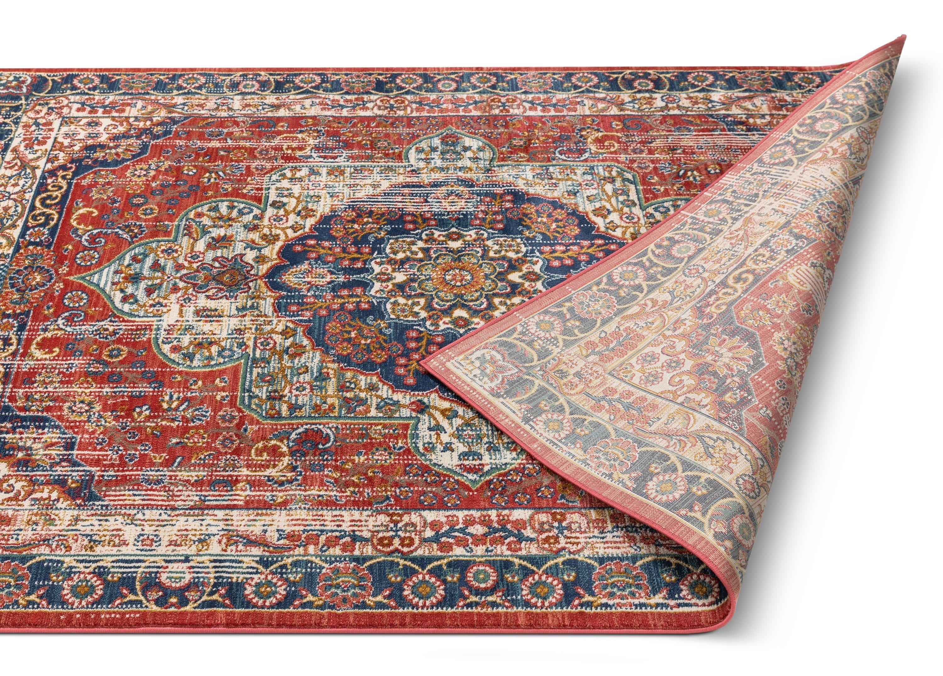 Tulsa Crimson Red Synthetic Rectangular 3'11" x 5'3" Area Rug