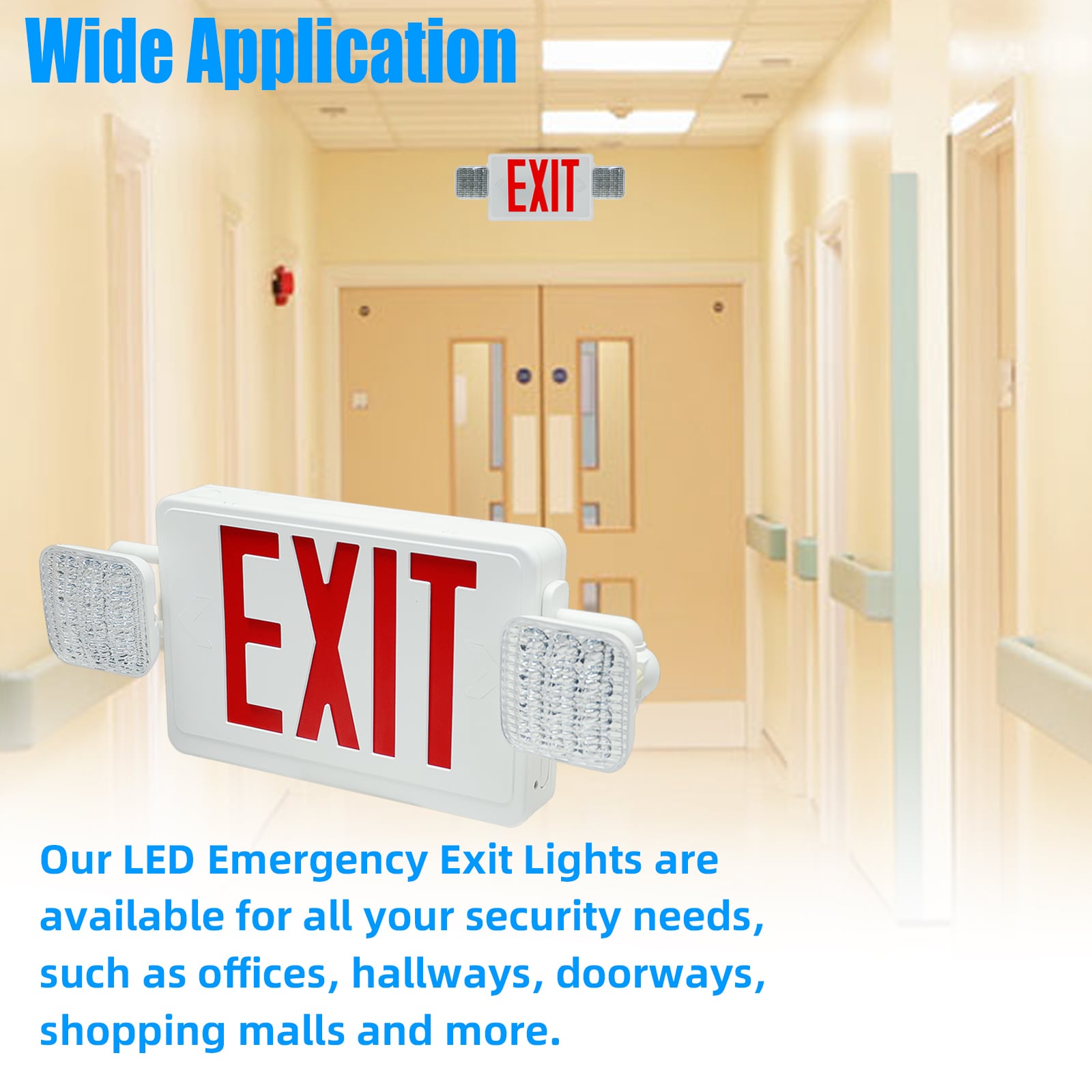 WYZM Exit Light 2.4-Watt 120-277-Volt LED White Battery-operated Exit ...