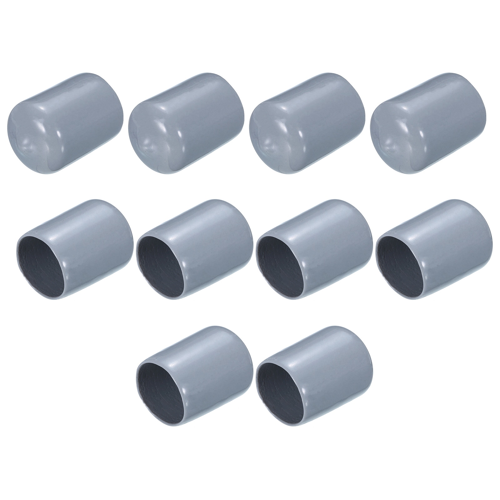 Unique Bargains 10pcs Rubber End Caps 19mm(3/4 Inch) ID Vinyl Round End Cap Cover Screw Thread Protectors Grey