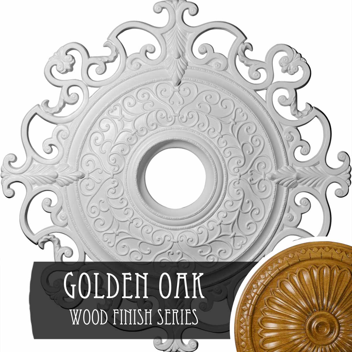 Ekena Millwork CM38OLGOS Orleans 38.375-in W x 38.375-in L Golden Oak Polyurethane Ceiling Medallion