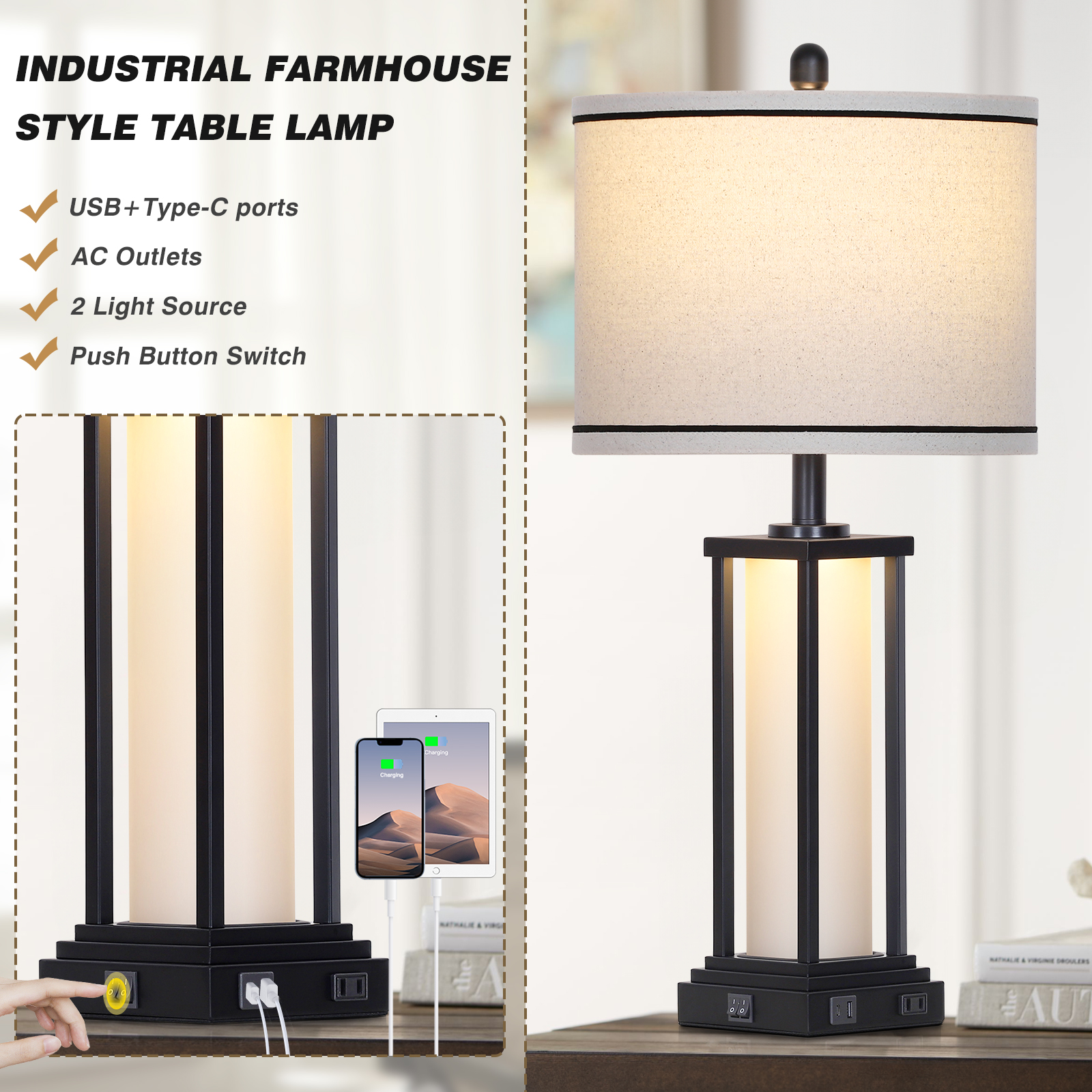 UrFurnishings TD-525 Table-Lamps - View #2