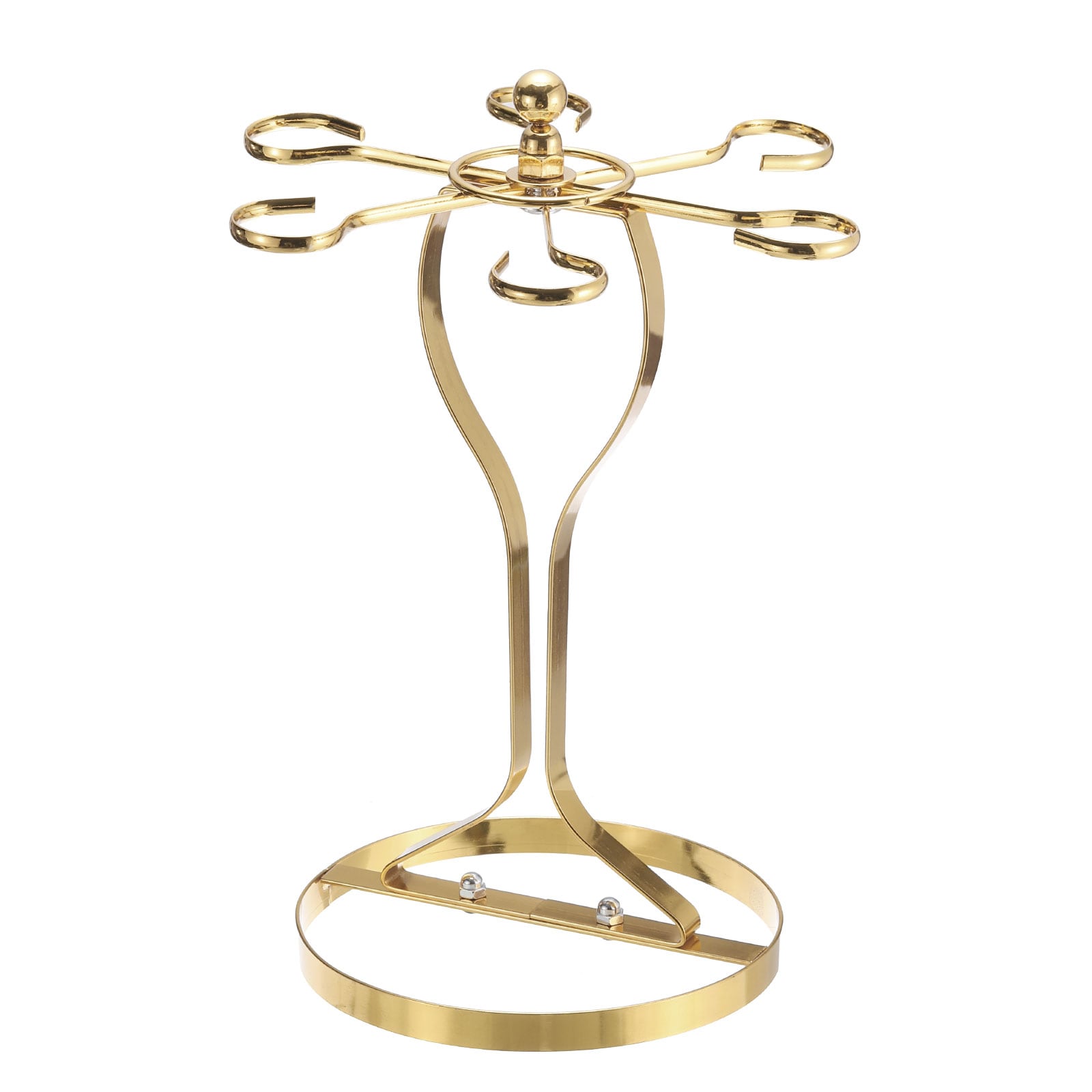 Unique Bargains Countertop Wine Glass Holder Freestanding Wine Glass Rack with 6 Hooks Metal Stemware Holder Stand for Bar Kitchen Home Storage (Gold 235x335mm)
