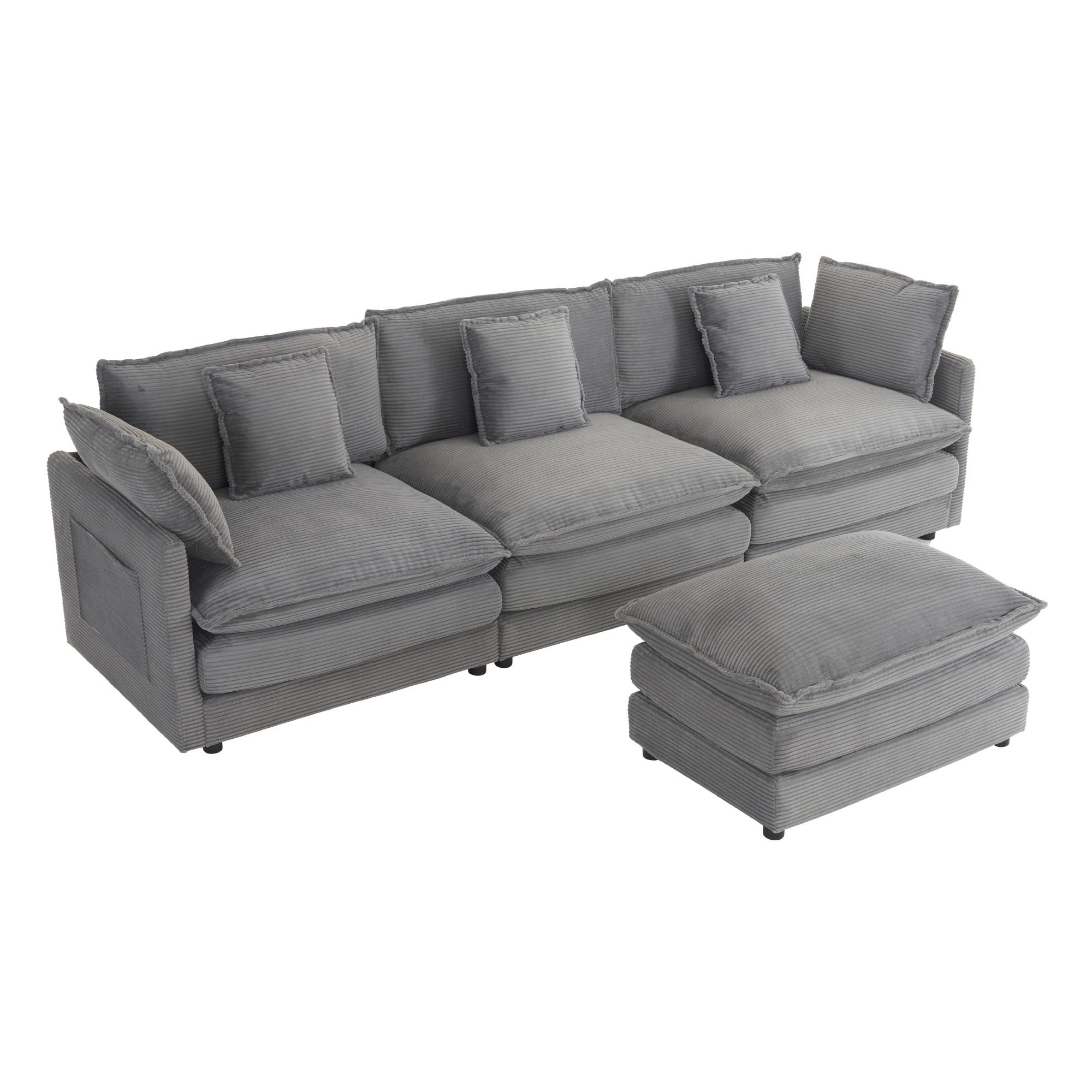 Bybafun YA3700354 112.6-in Casual Gray 3 -seater Sectional