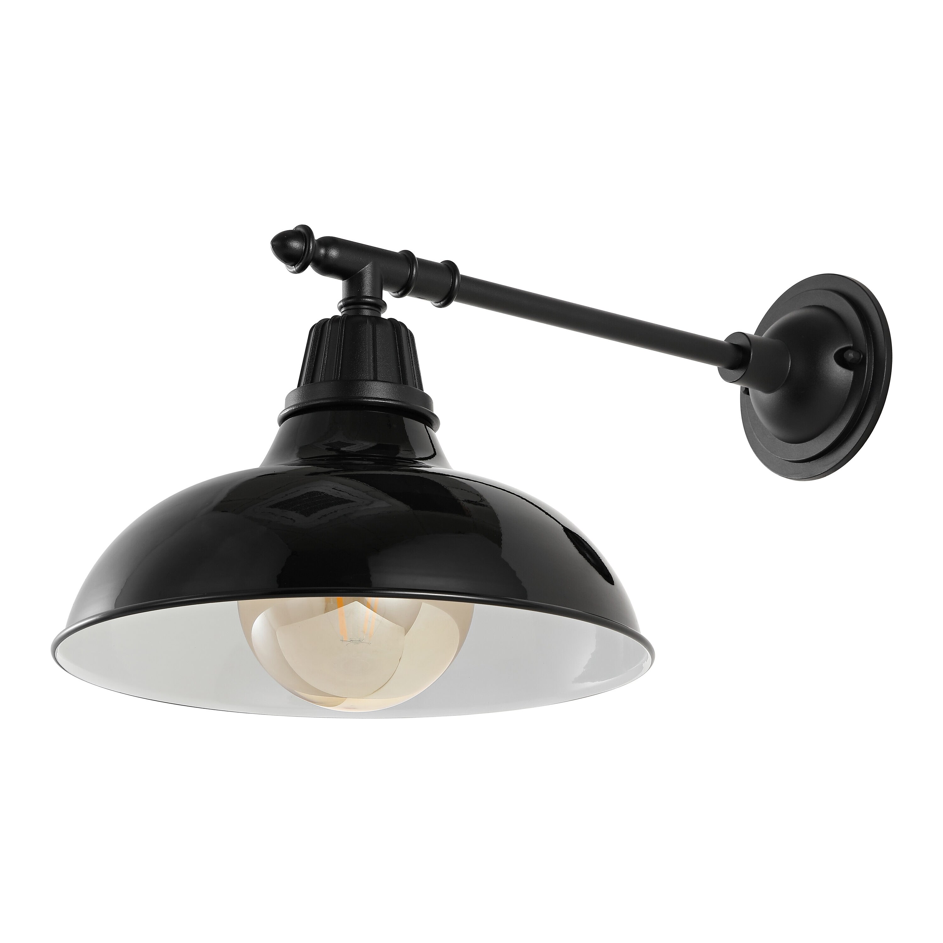Wallace Industrial 12.25" Black Iron LED Victorian Arm Sconce