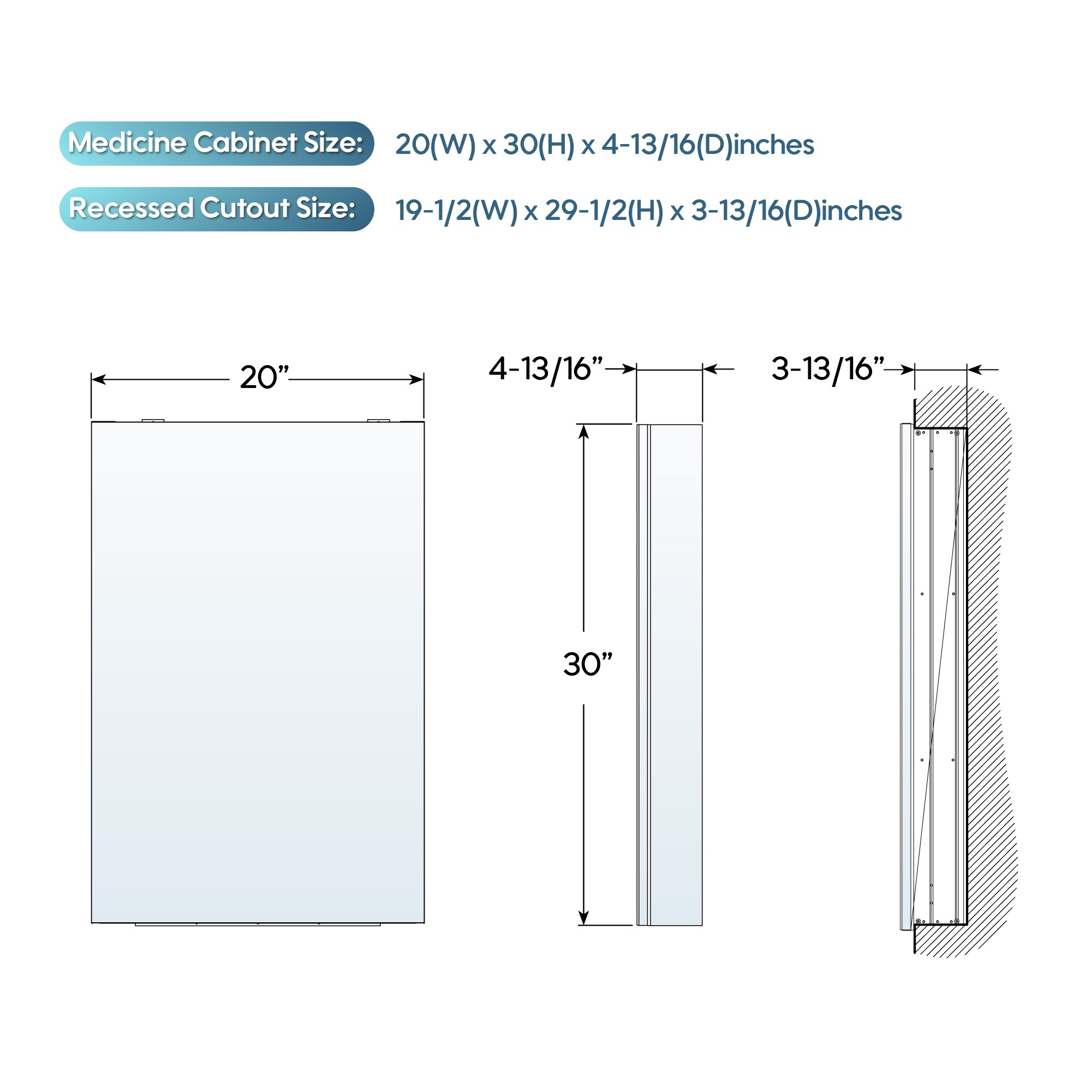WELLFOR EX-2432DH Bathroom-Medicine-Cabinets - View #10
