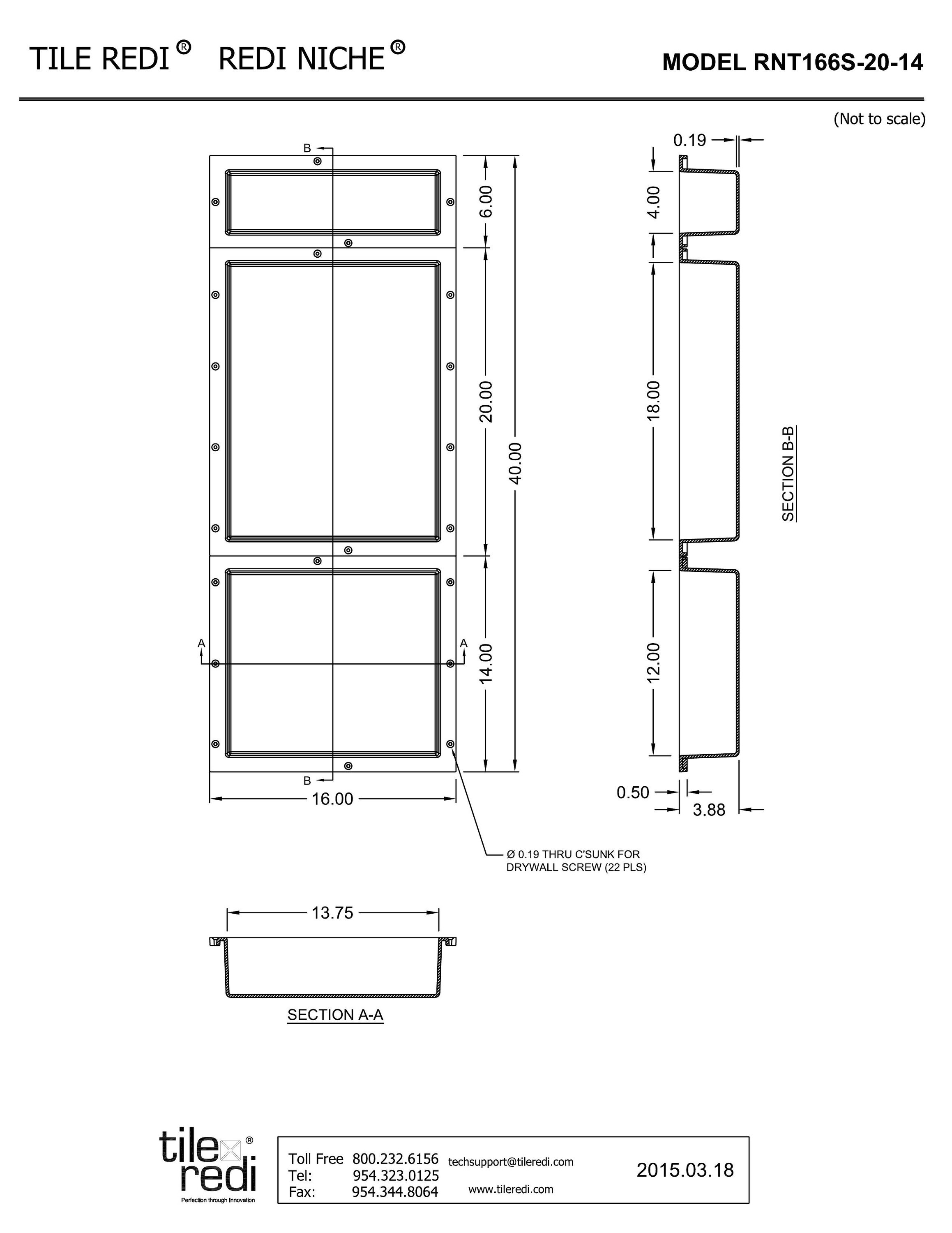 Tile Redi Niche Recessed Triple Shower Wall Shelf, 16-in W x 40-in H x ...