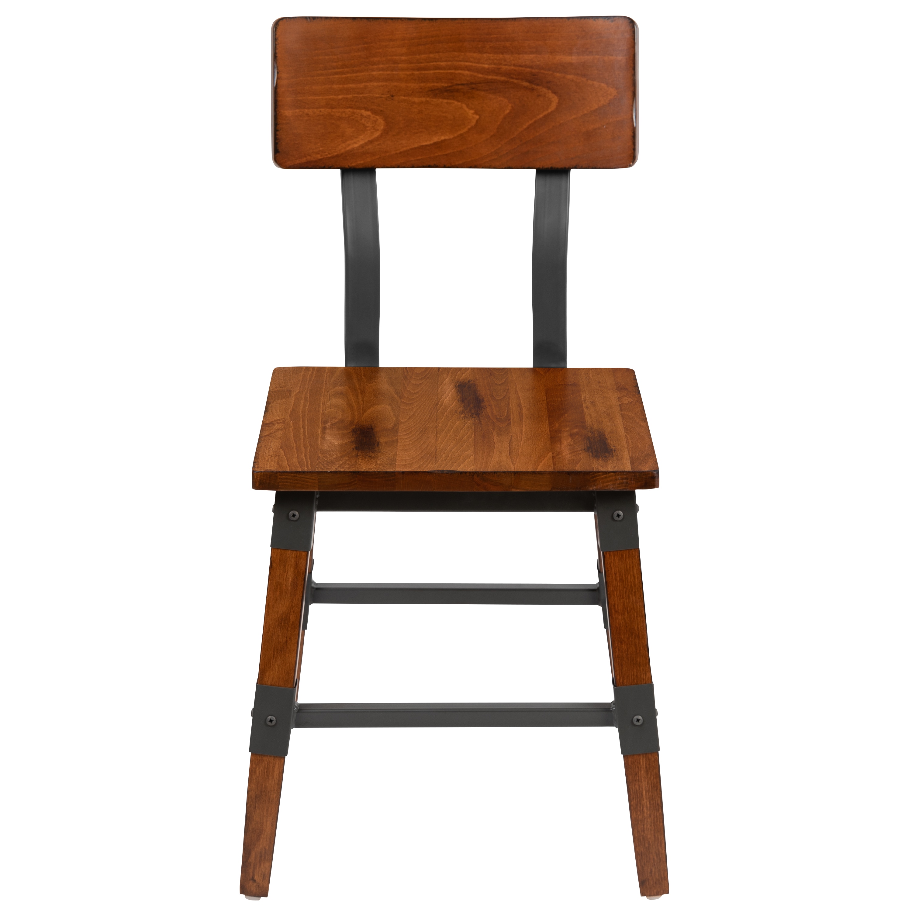 Rustic Antique Walnut Solid Beechwood Side Chair - Set of 2