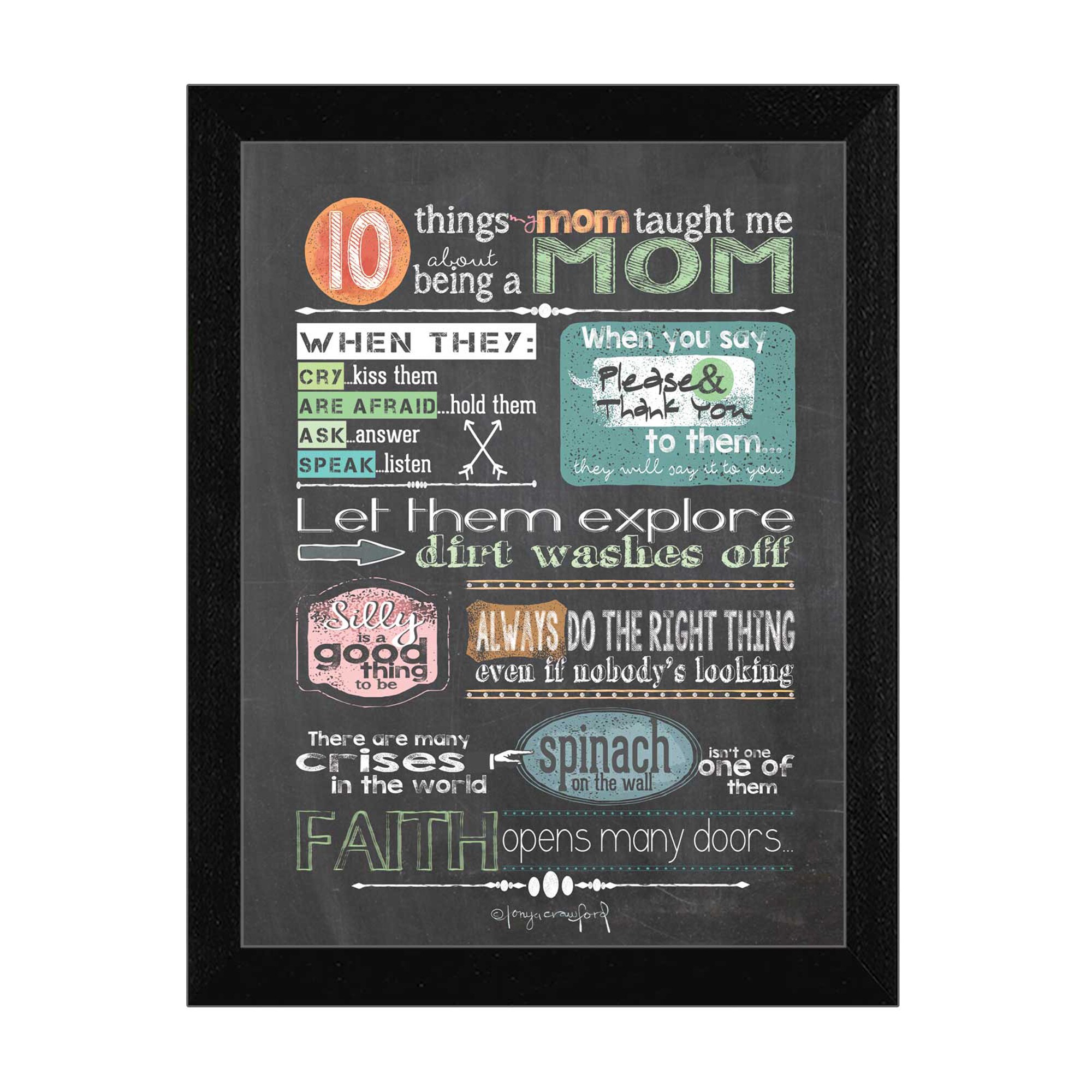 Trendy Decor 4U TLC353-276 Reminders From Mom Tonya Crawford Black Wood Framed 18-in H x 14-in W Inspirational Paper Print