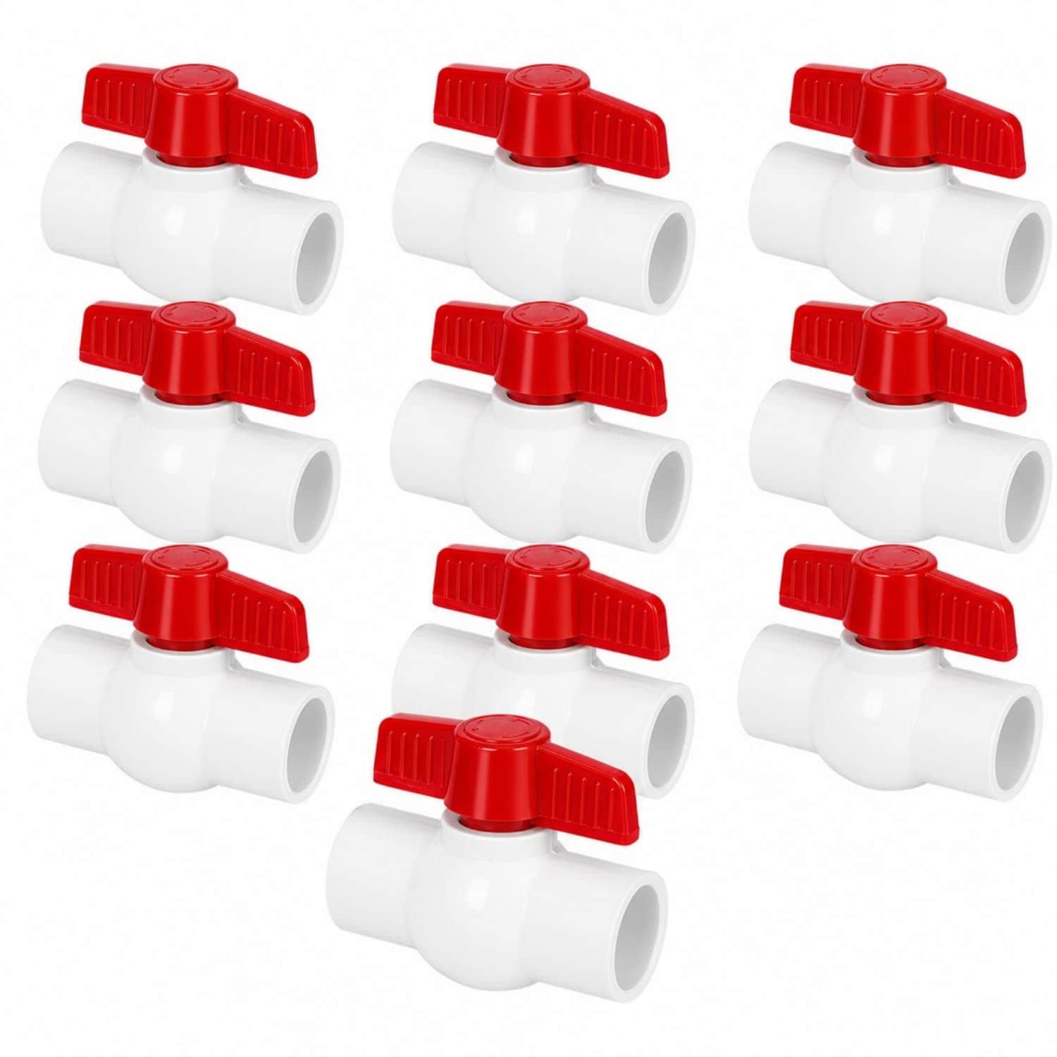 OGETFUUR 10-Pack 1/2-in Ball Valve with Easy Turn Red T-Handles for Water Project Swimming Pool
