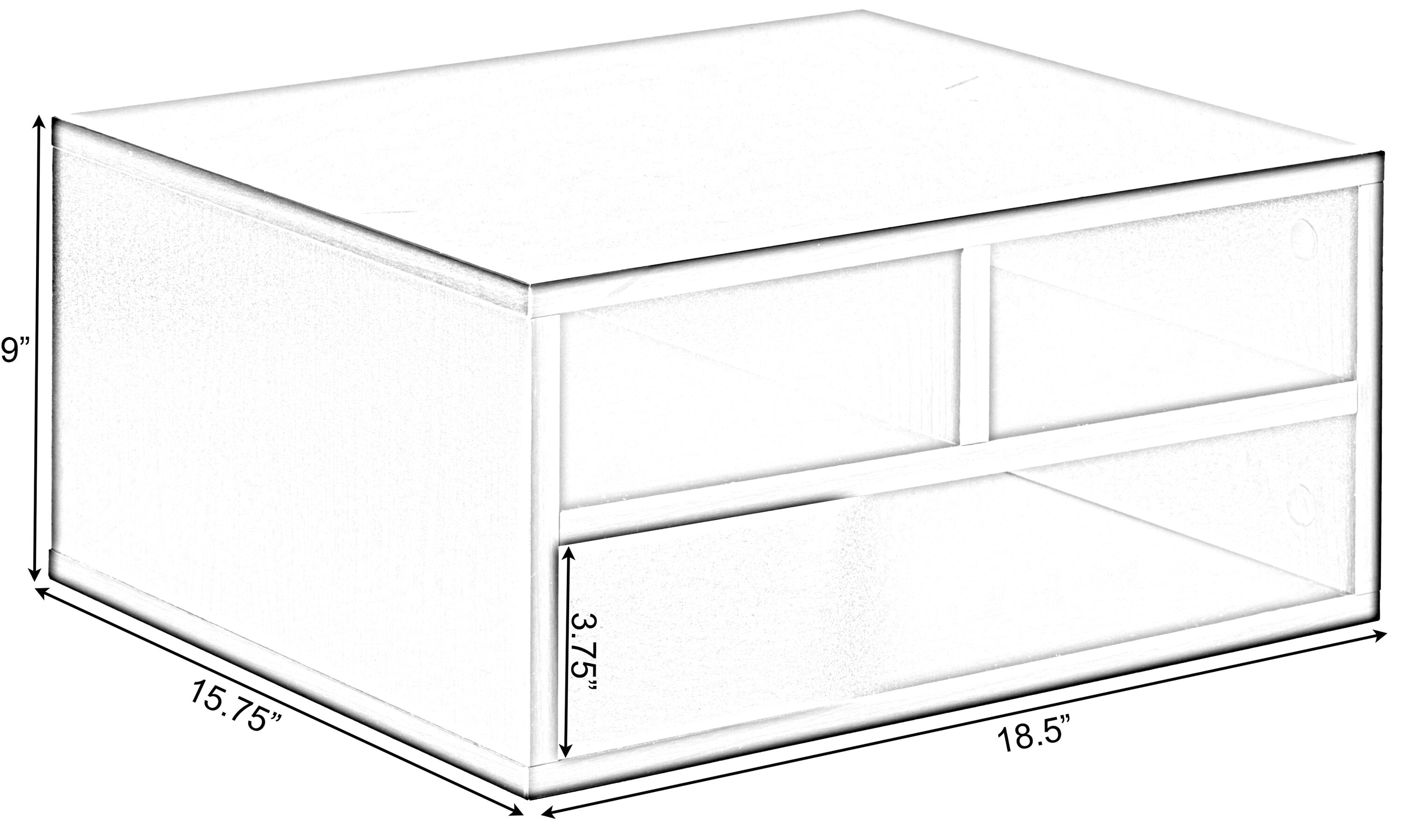 White Wood Compact Desktop Printer Stand with Storage