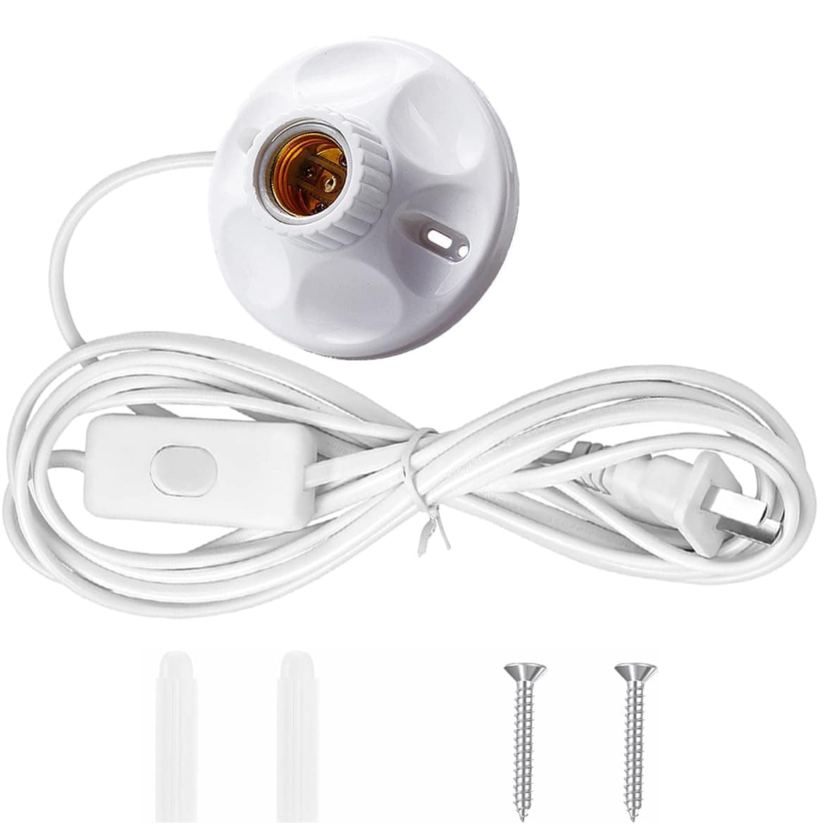 Aoibox 10 ft Plug In Light Socket with On Off Switch E26 E27 Lamp Holder Base with Cord Fire Resistant PC #LABDTMPX