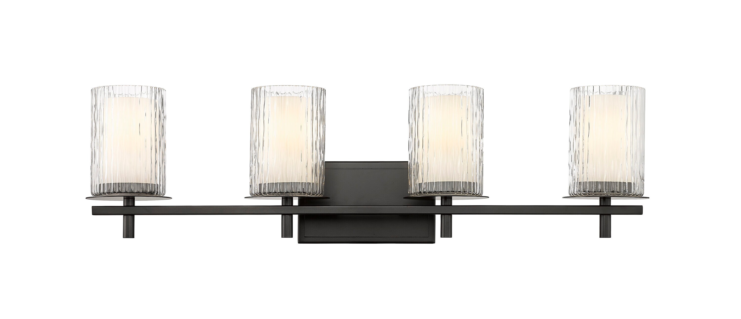 Matte Black 31" Cylinder Glass 4-Light Vanity Fixture