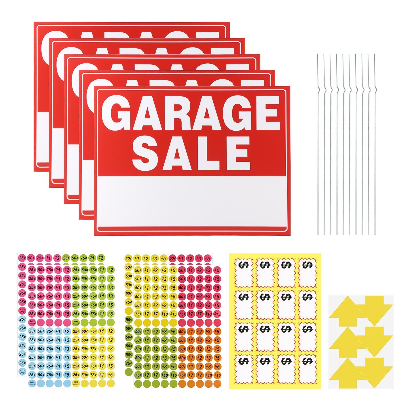 Etokfoks 5 Pack Large 17x13 Inch Corrugated Plastic Double Sided Yard ...