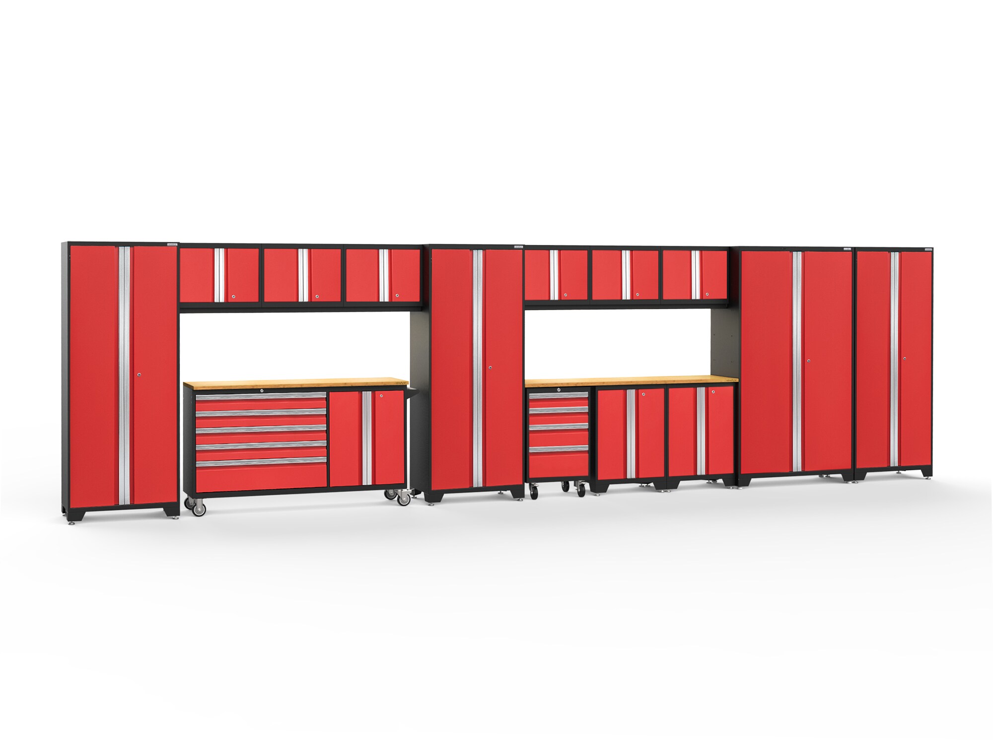 NewAge Products 56535 276-in W x 76.75-in H x 18-in D 14 -Cabinets Steel Deep Red Garage Storage System
