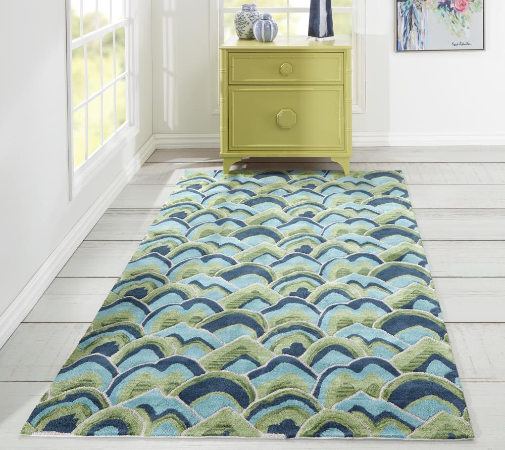 Handmade Green Cotton Tufted Rectangular 8' x 10' Rug