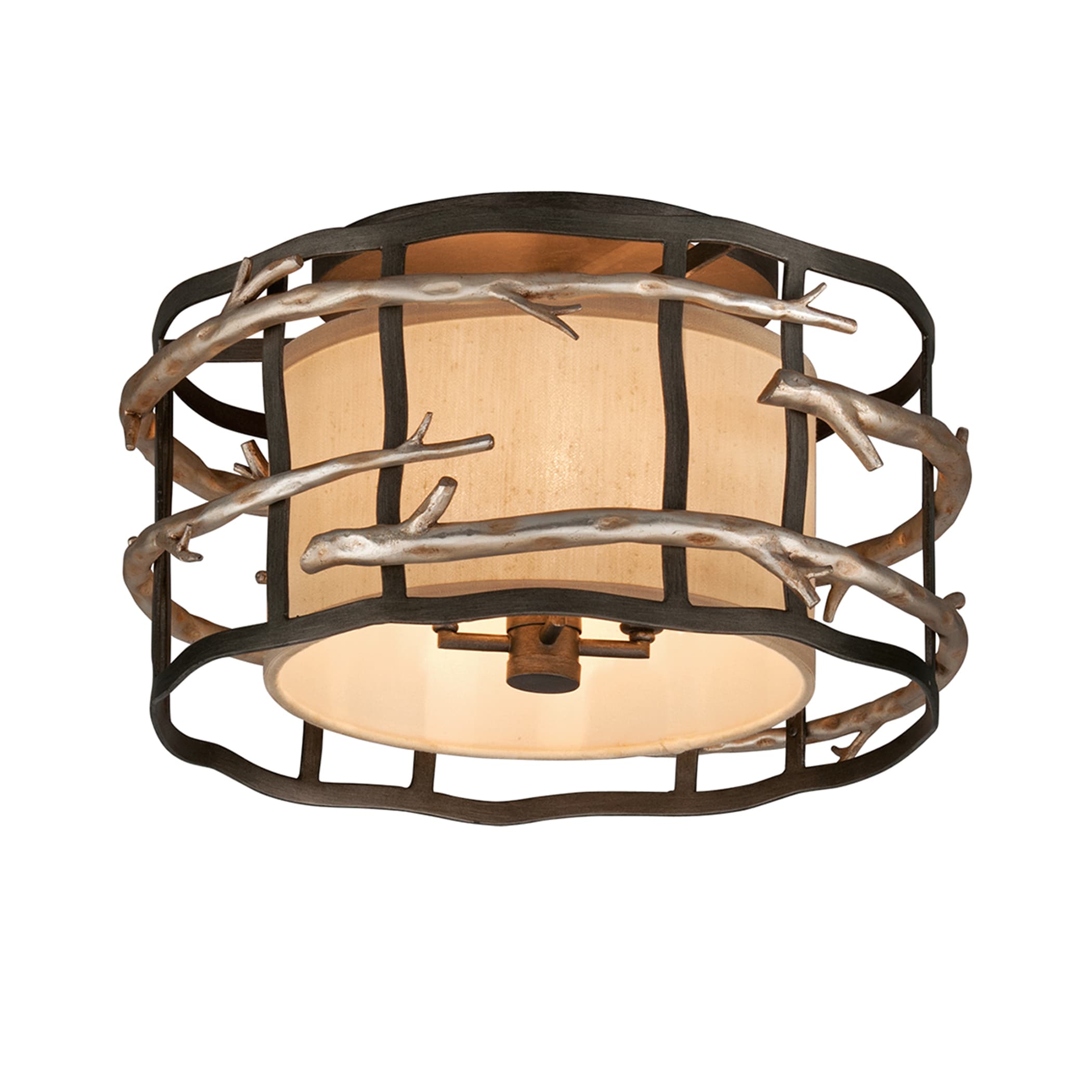 Troy Lighting C2881 Adirondack 4-Light Graphite and Silver Leaf Flush Mount Light