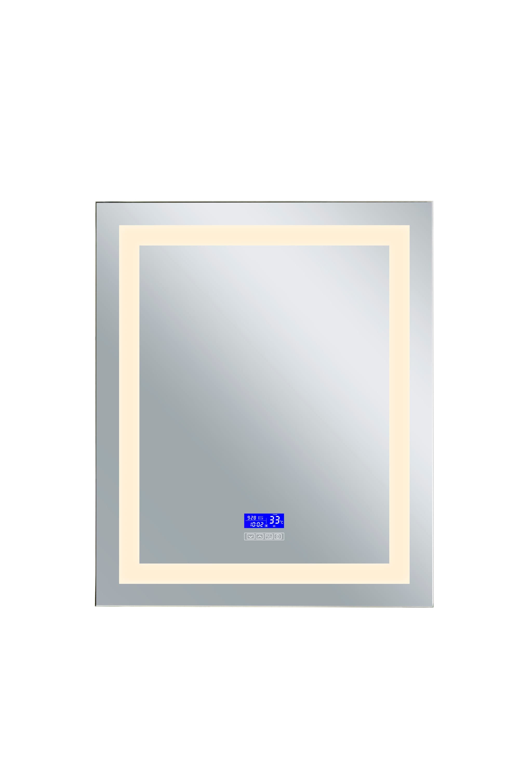 CWI Lighting 1232W30-36-B-3000K Abril 30-in W x 36-in H Matte White and Silver V-groove Frameless Full Length Lighted Vanity Mirror