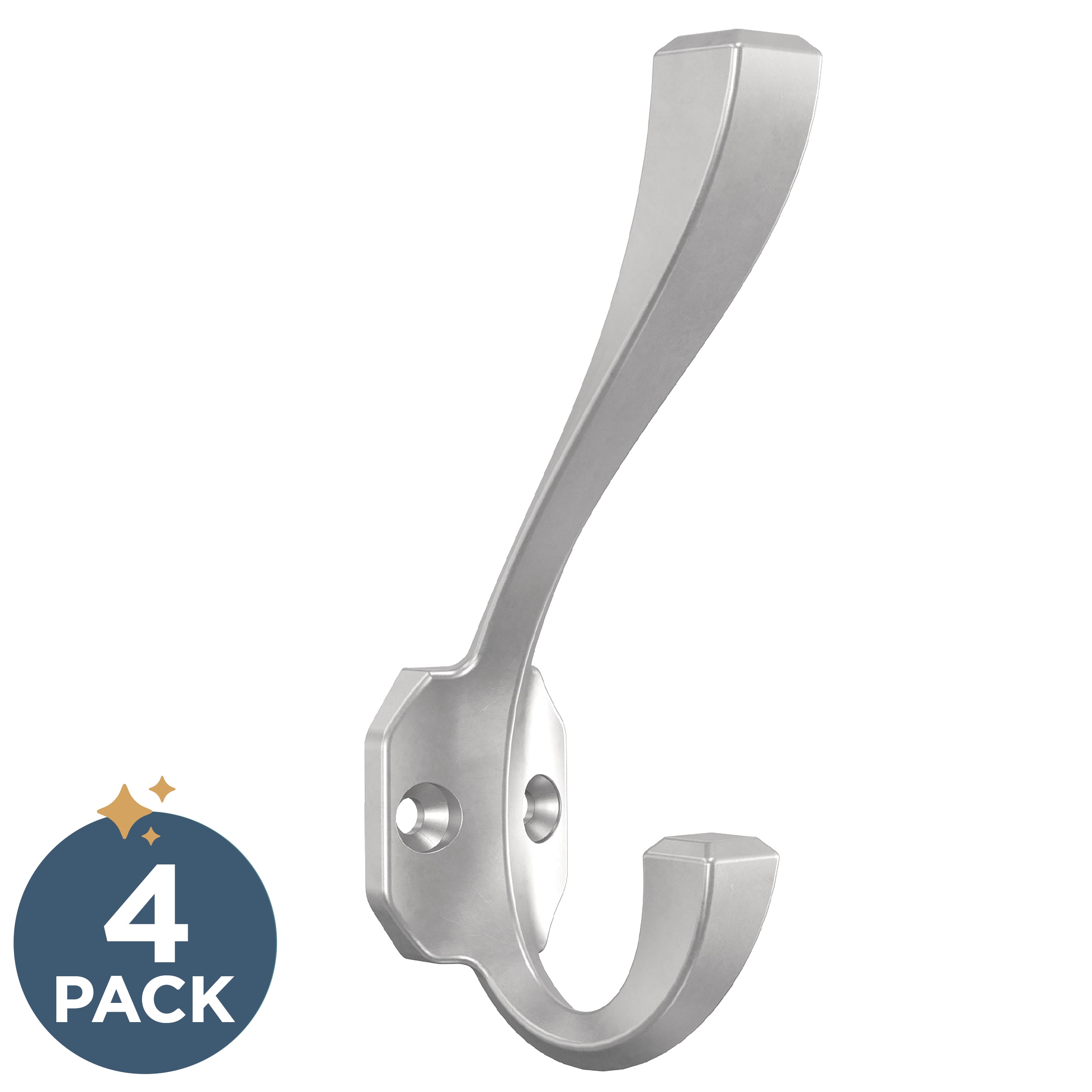 Franklin Brass B47254K-MN-C 4 -Pack 2 -Hook 1.18-Inches x 1.41-Inches H Matte Nickel Decorative Wall Hook ( 35-lbs. Capacity)