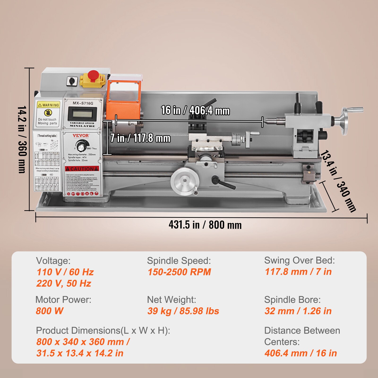 VEVOR BZDMNJSCCSFWSEYI0V1 Wood-Lathes - View #8