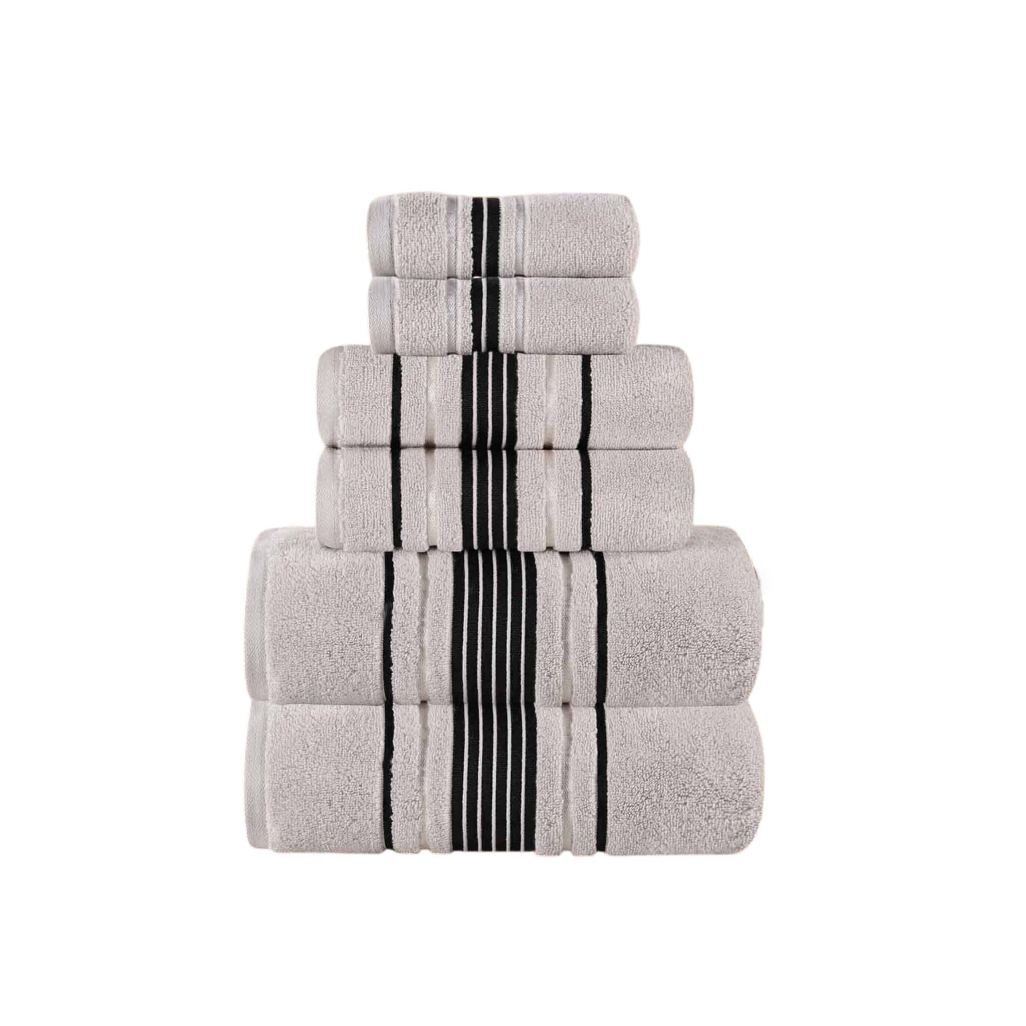 Slickblue 9-Piece Cotton Quick Dry Floral Jacquard Bathroom Towel Set for Guest and Family Bathrooms Multiple Color Options